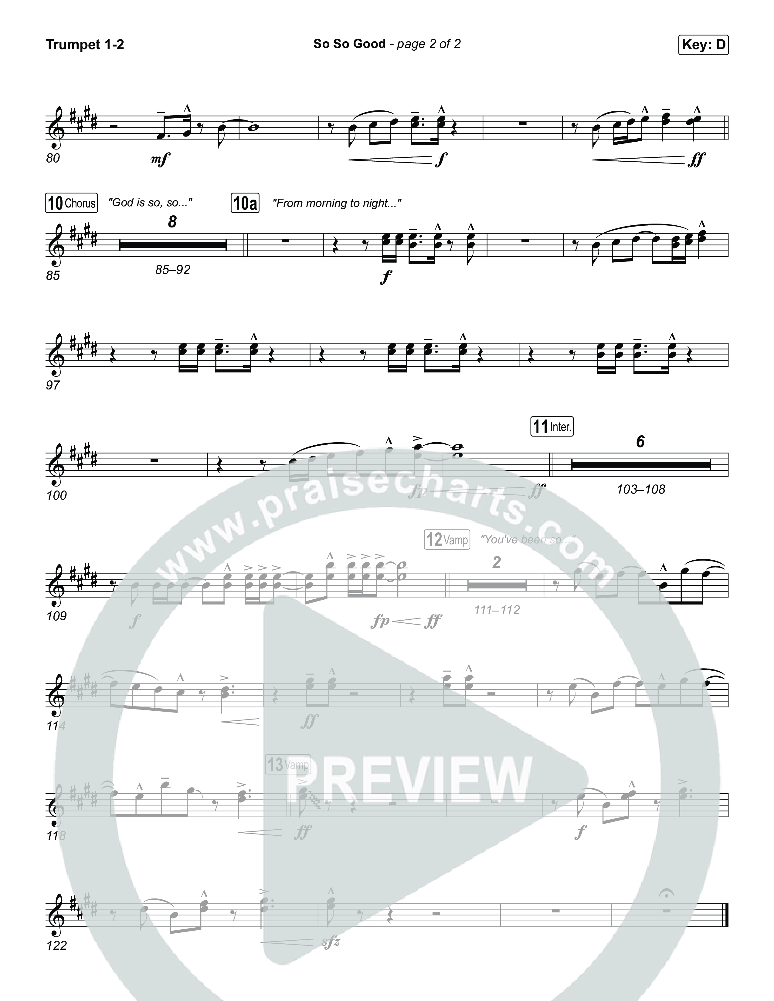 So So Good Trumpet 1,2 (Phil Wickham)