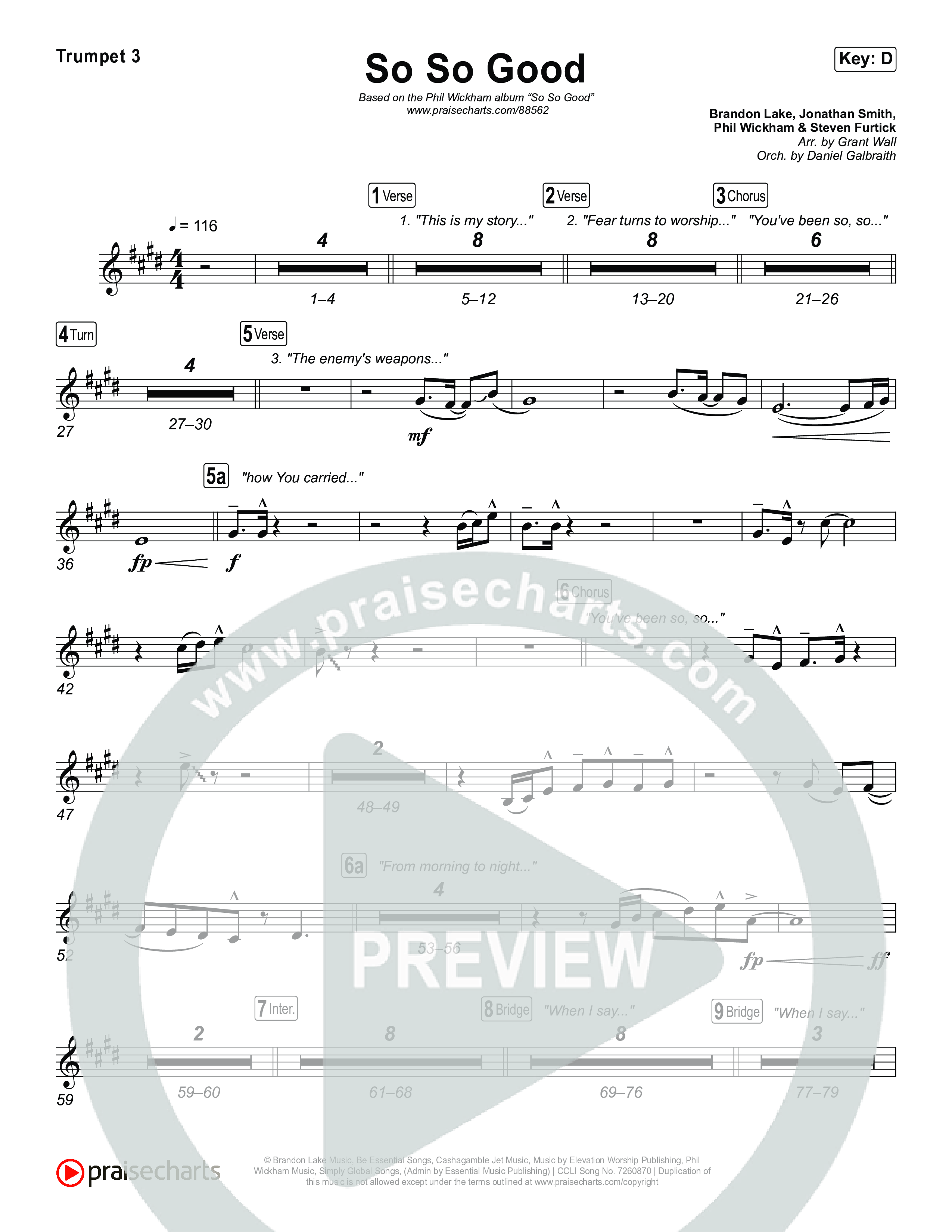 So So Good Trumpet 3 (Phil Wickham)