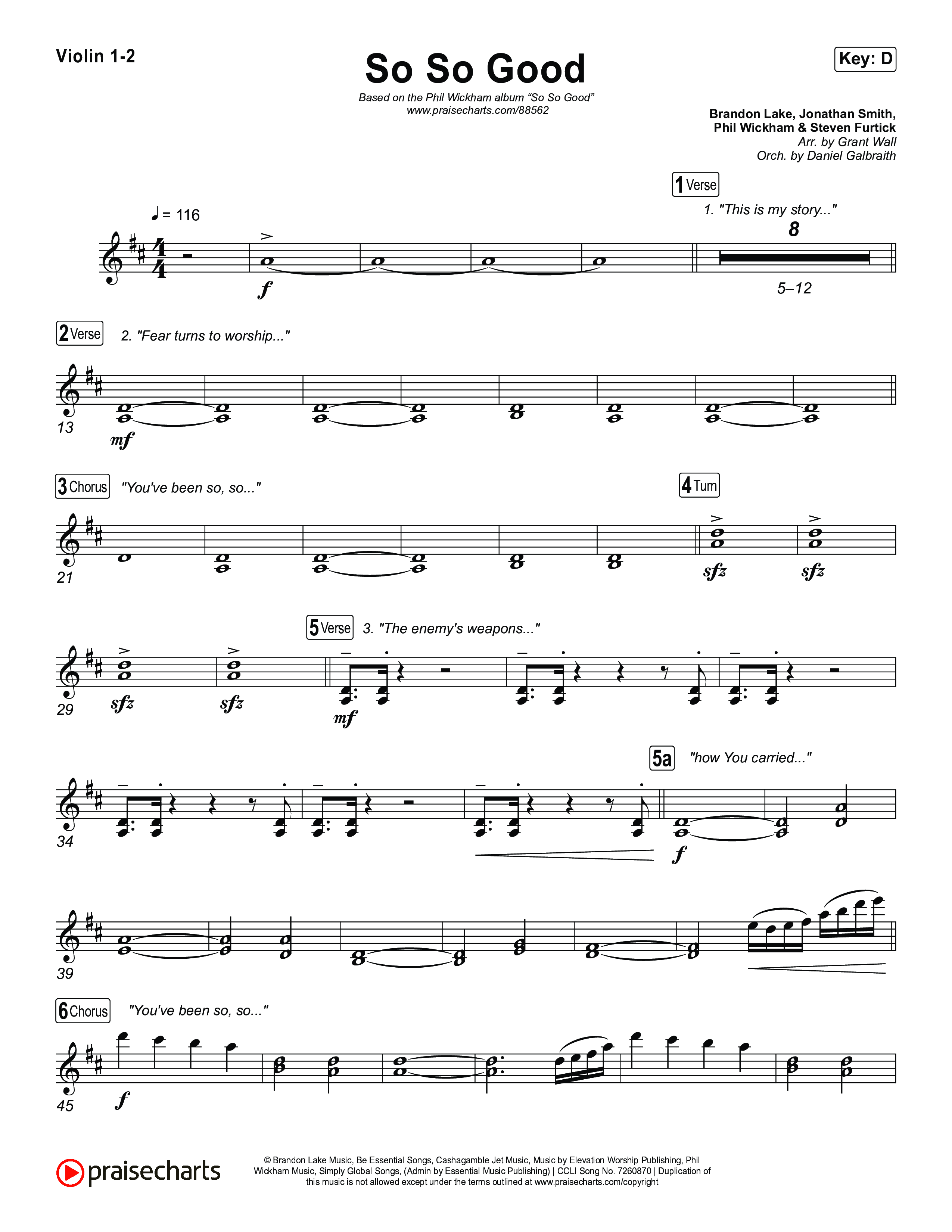 So So Good Violin 1,2 (Phil Wickham)