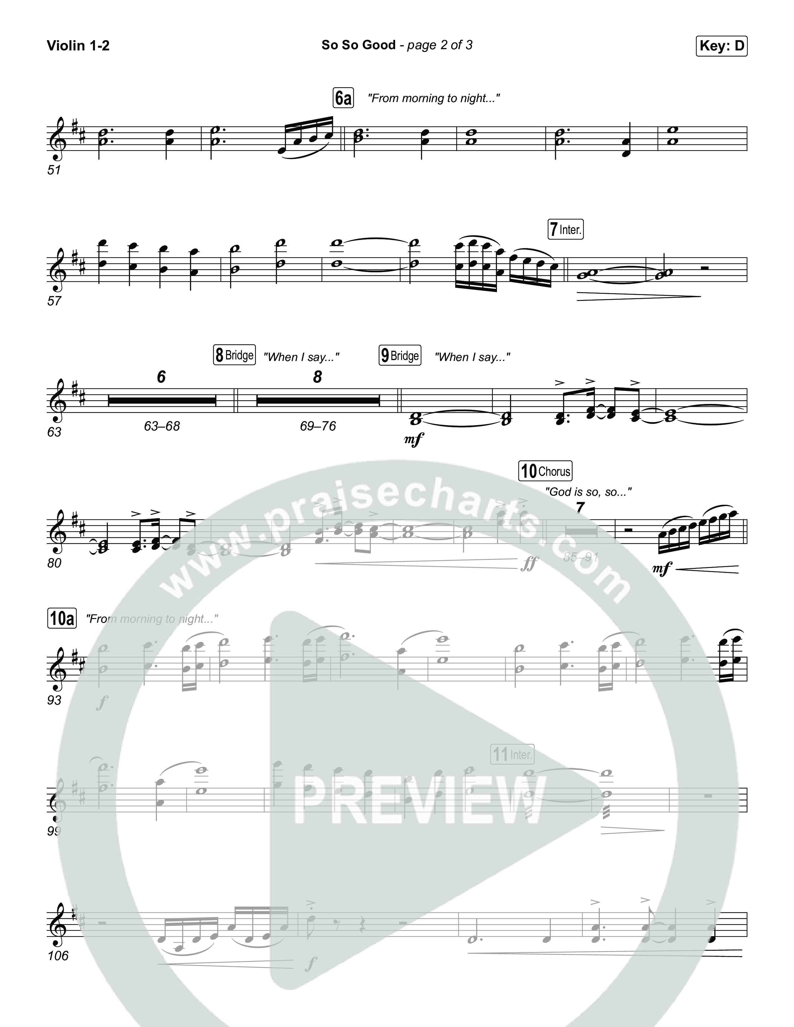 So So Good Violin 1,2 (Phil Wickham)