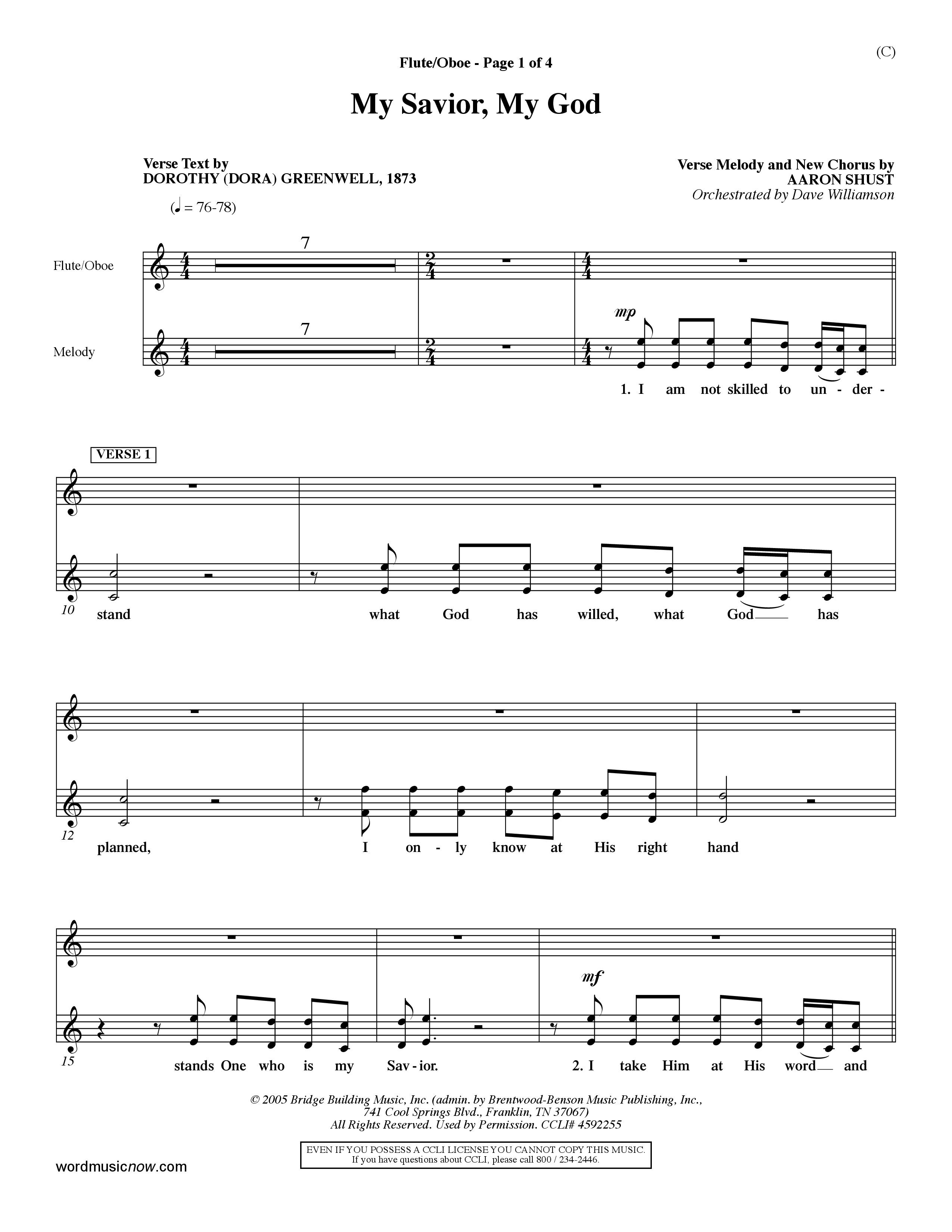 My Savior My God (Choral Anthem SATB) Flute/Oboe (Word Music Choral / Orch. Dave Williamson)
