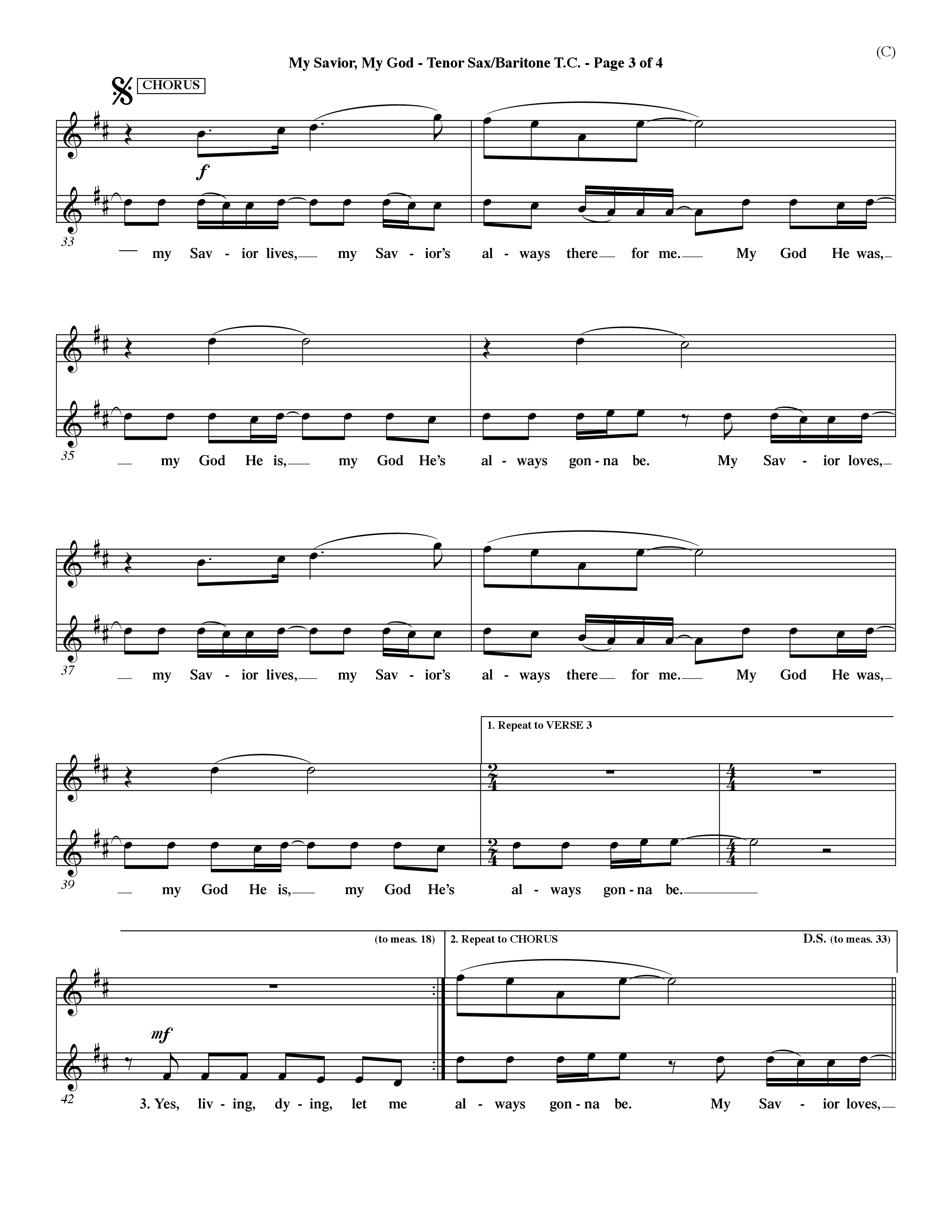 My Savior My God (Choral Anthem SATB) Tenor Sax/Baritone T.C. (Word Music Choral / Orch. Dave Williamson)