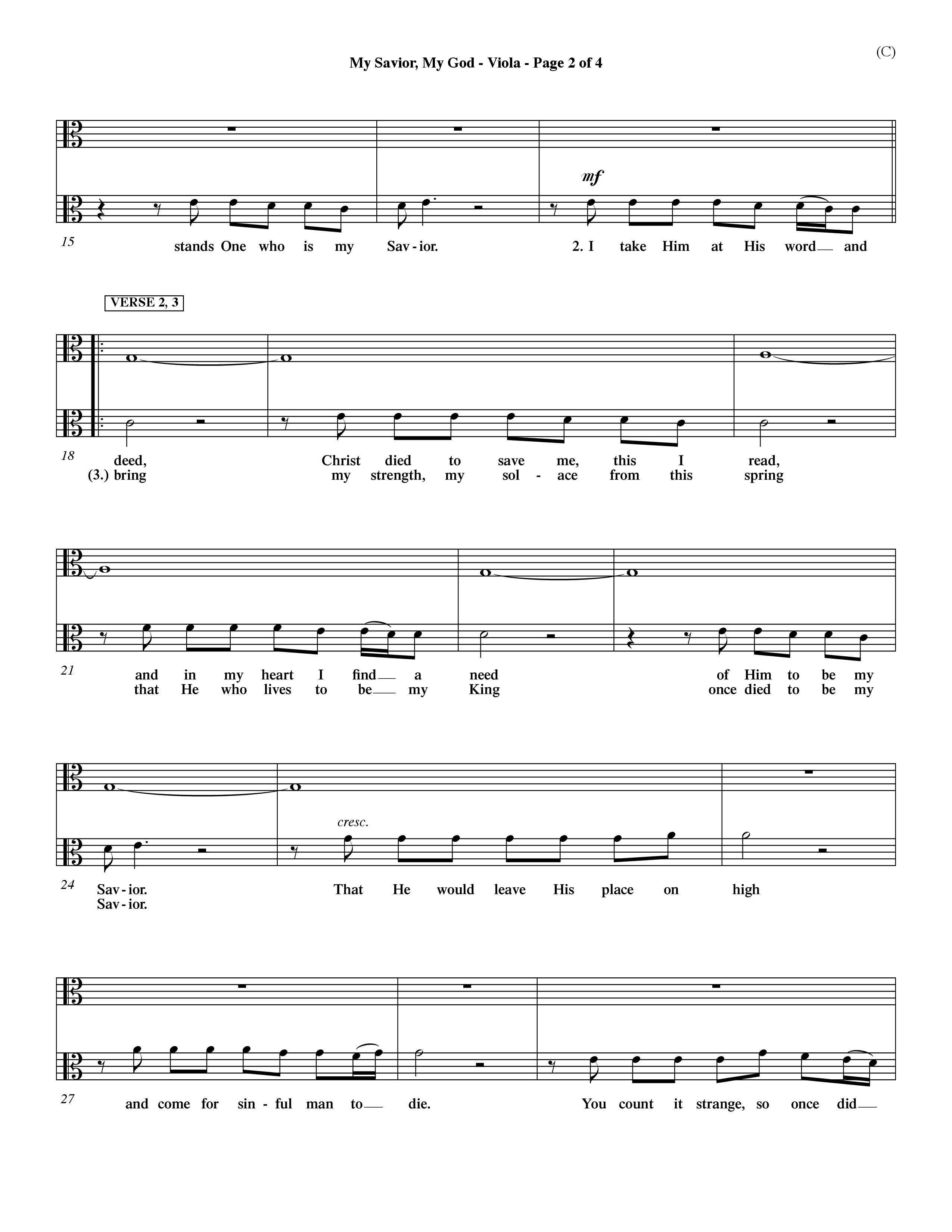 My Savior My God (Choral Anthem SATB) Viola (Word Music Choral / Orch. Dave Williamson)