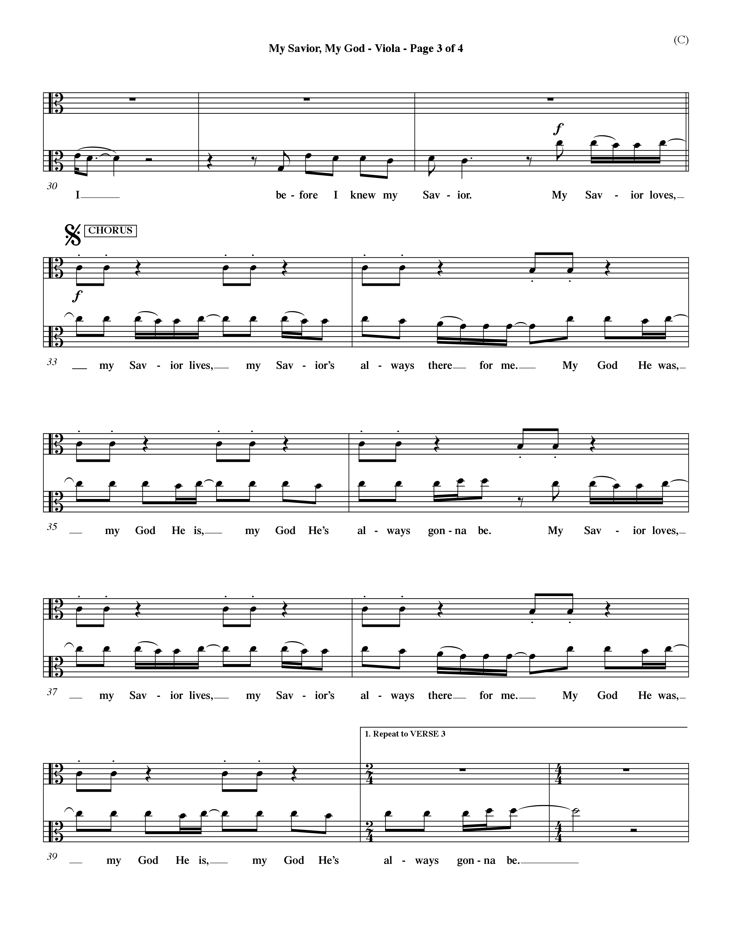 My Savior My God (Choral Anthem SATB) Viola (Word Music Choral / Orch. Dave Williamson)