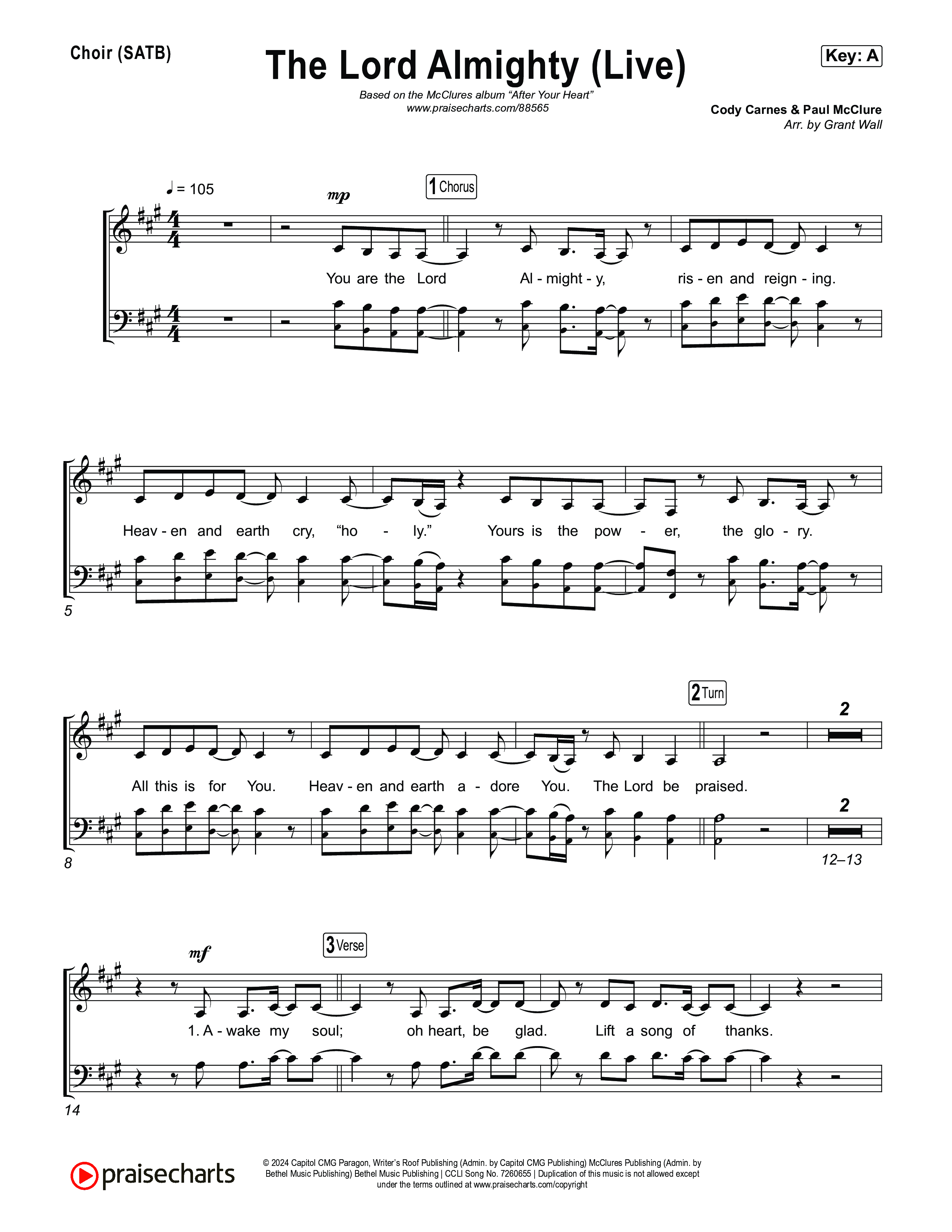 The Lord Almighty (Live) Choir Sheet (SATB) (The McClures)