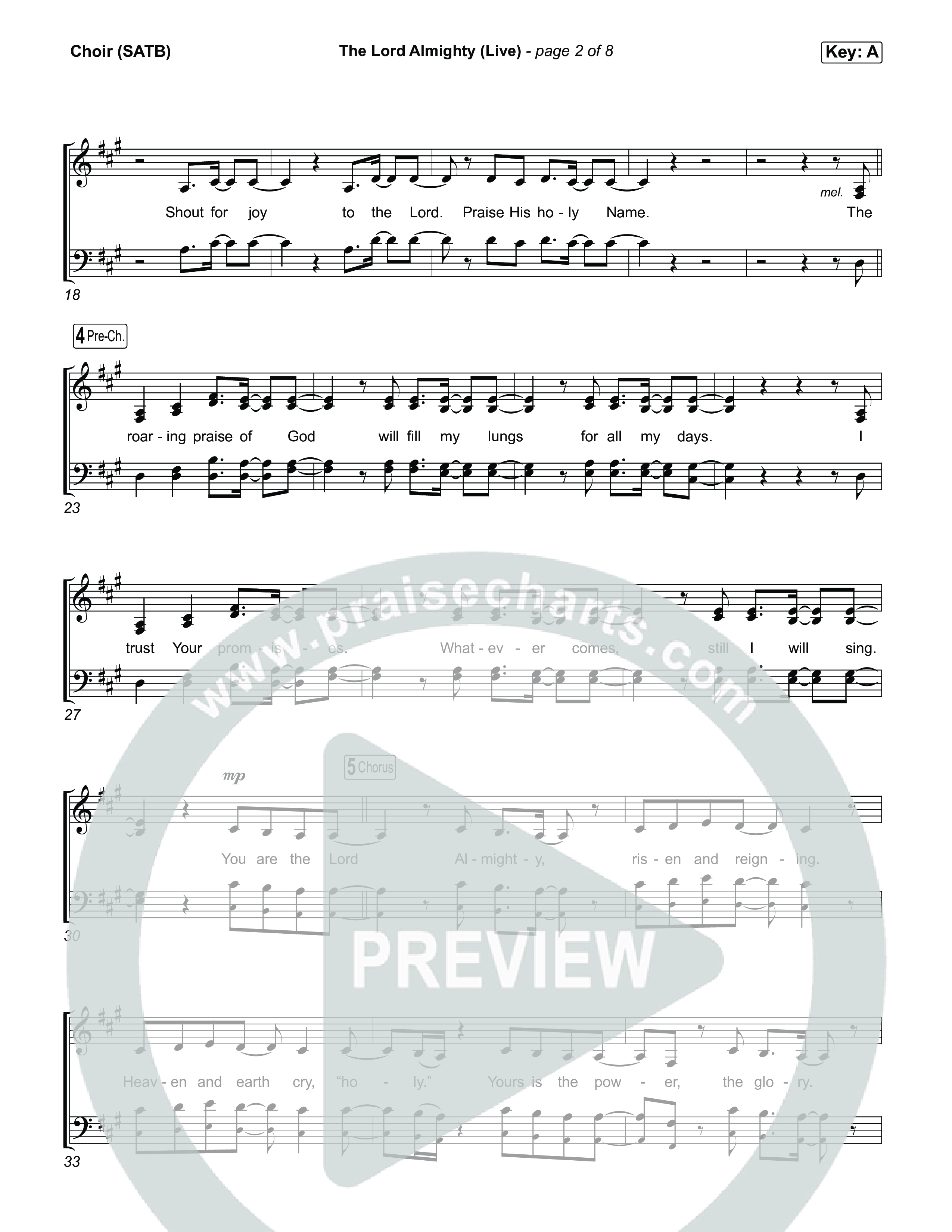The Lord Almighty (Live) Choir Sheet (SATB) (The McClures)
