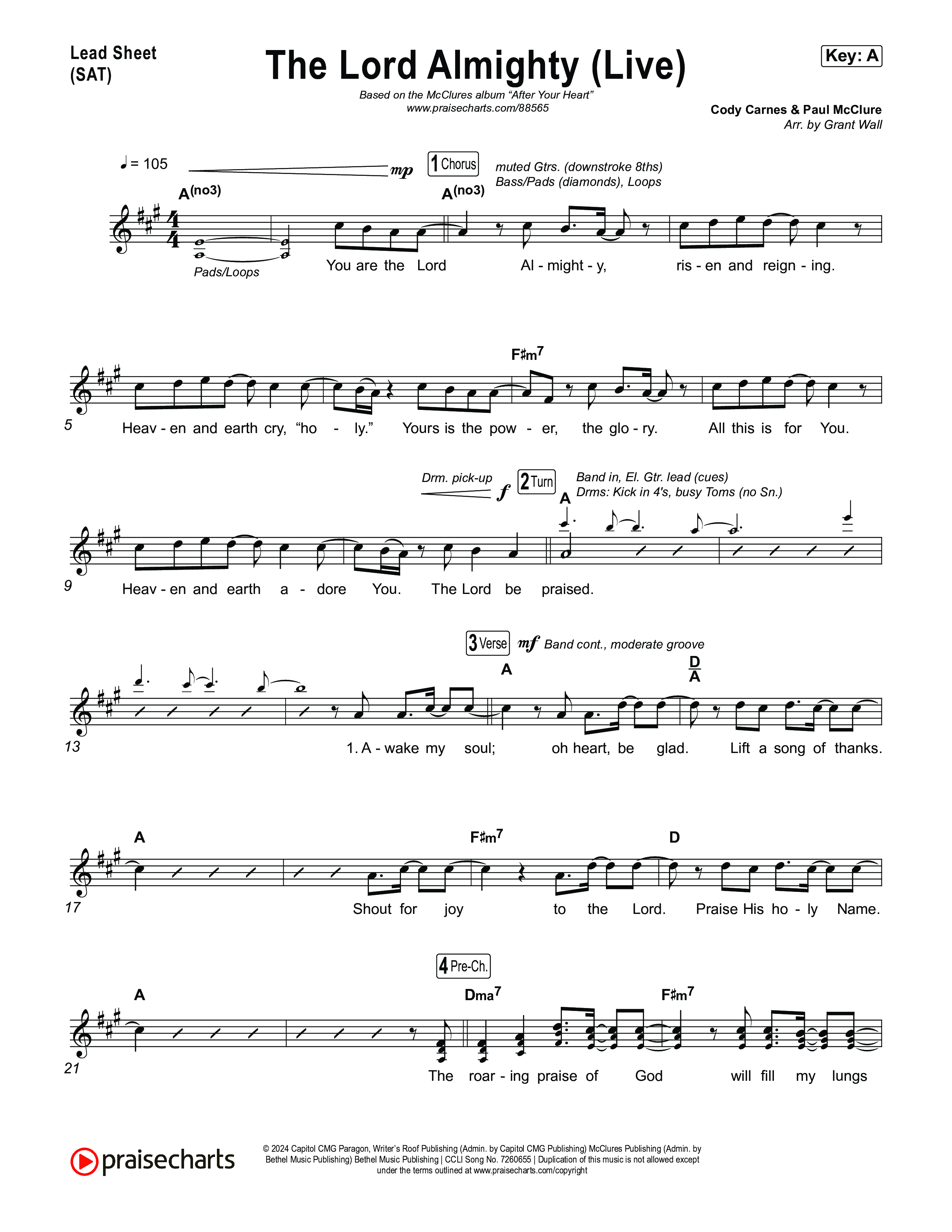 The Lord Almighty (Live) Lead Sheet (SAT) (The McClures)