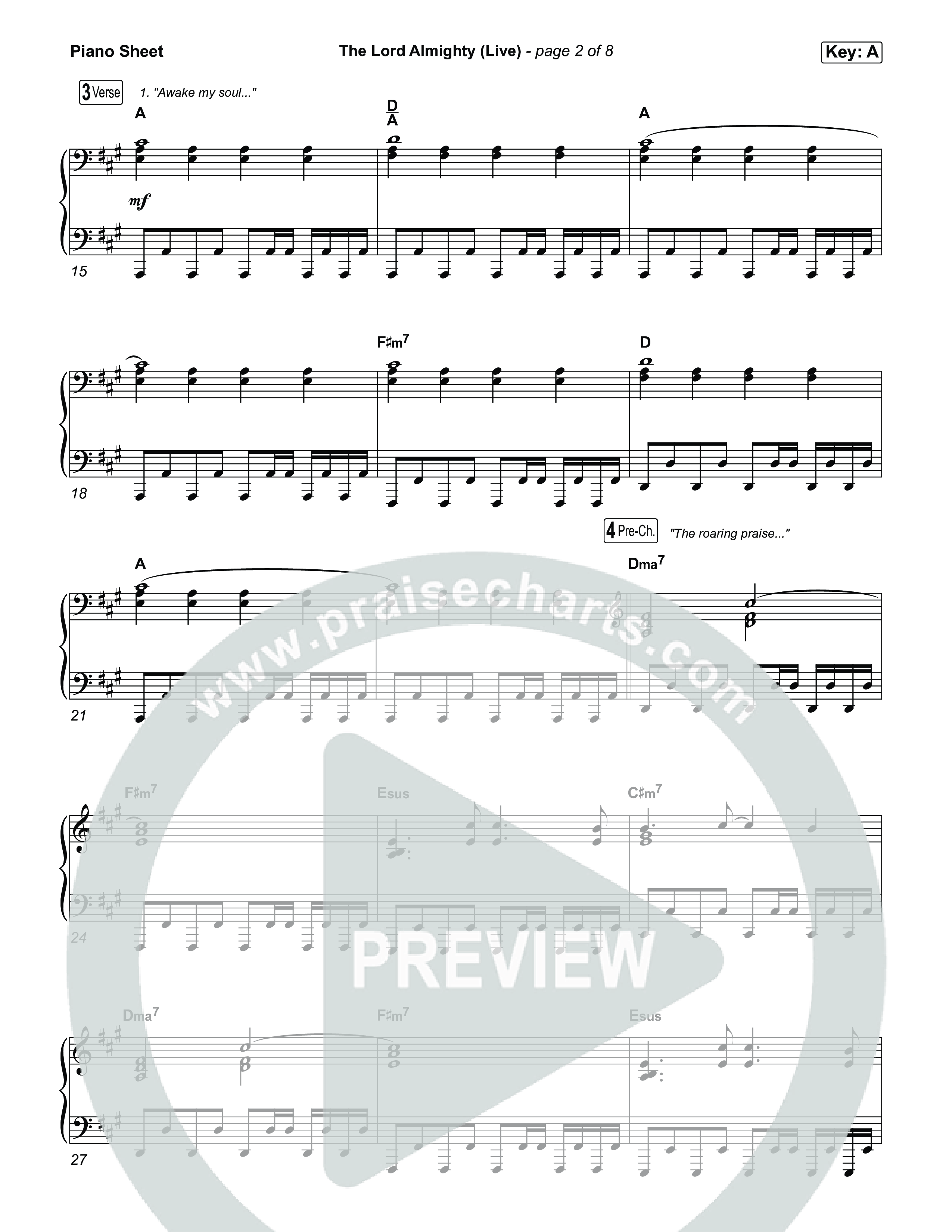 The Lord Almighty (Live) Piano Sheet (The McClures)