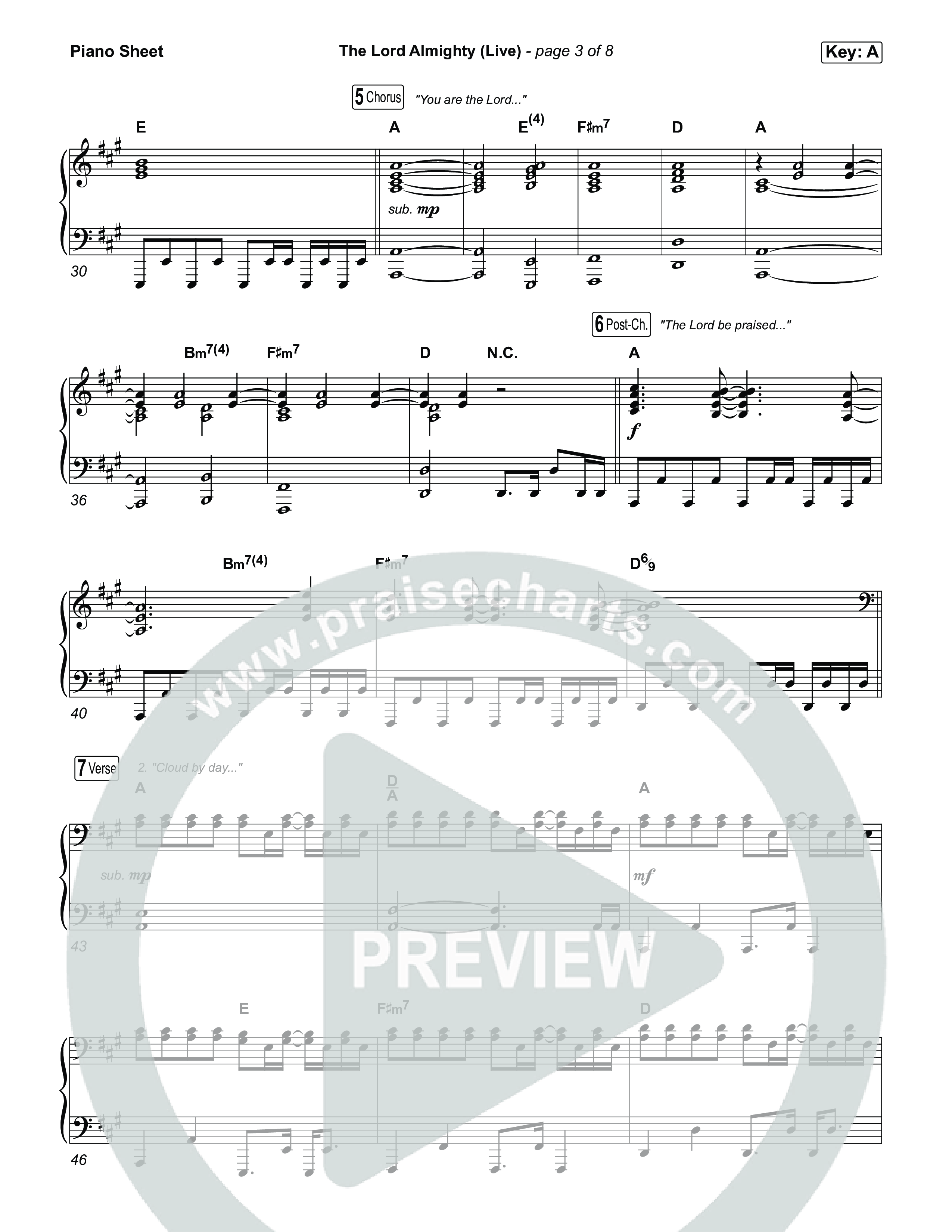 The Lord Almighty (Live) Piano Sheet (The McClures)