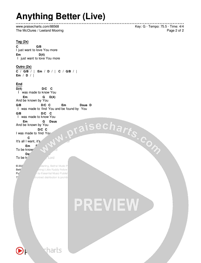 Anything Better (Live) Chords & Lyrics (The McClures / Leeland Mooring)