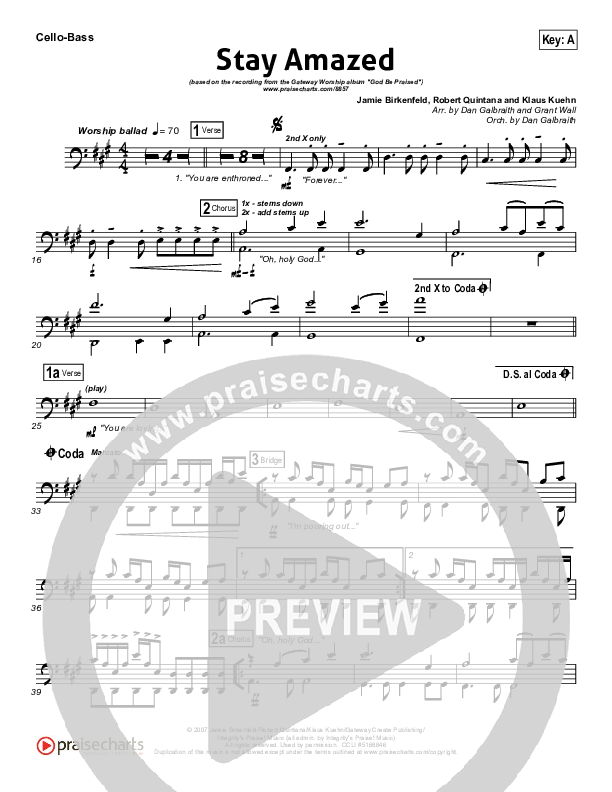 Stay Amazed Cello/Bass (Gateway Worship)