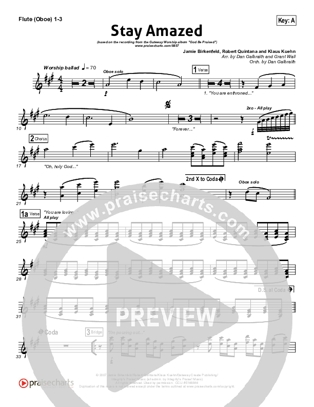 Stay Amazed Flute/Oboe 1/2/3 (Gateway Worship)