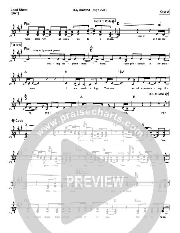 Stay Amazed Lead Sheet (SAT) (Gateway Worship)