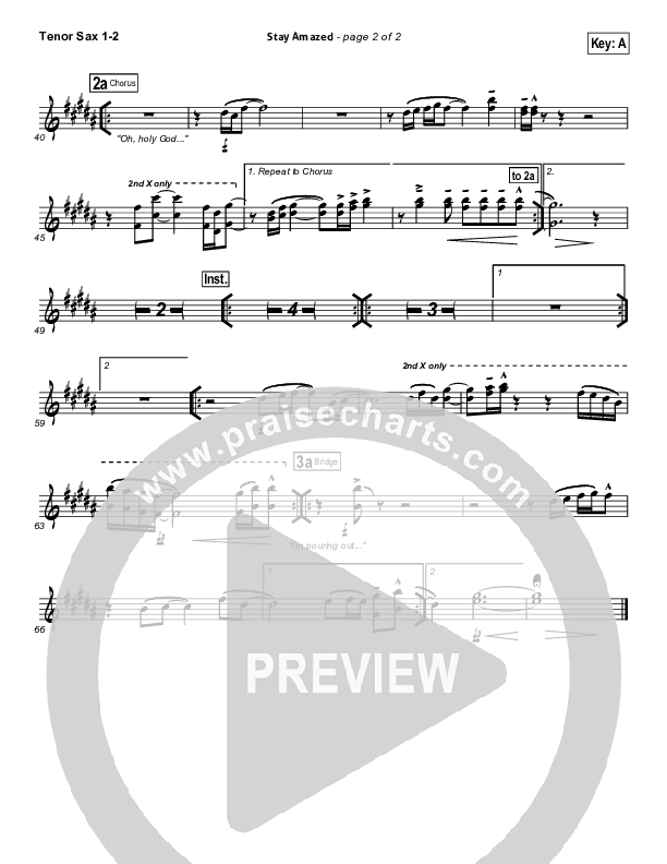 Stay Amazed Tenor Sax 1/2 (Gateway Worship)