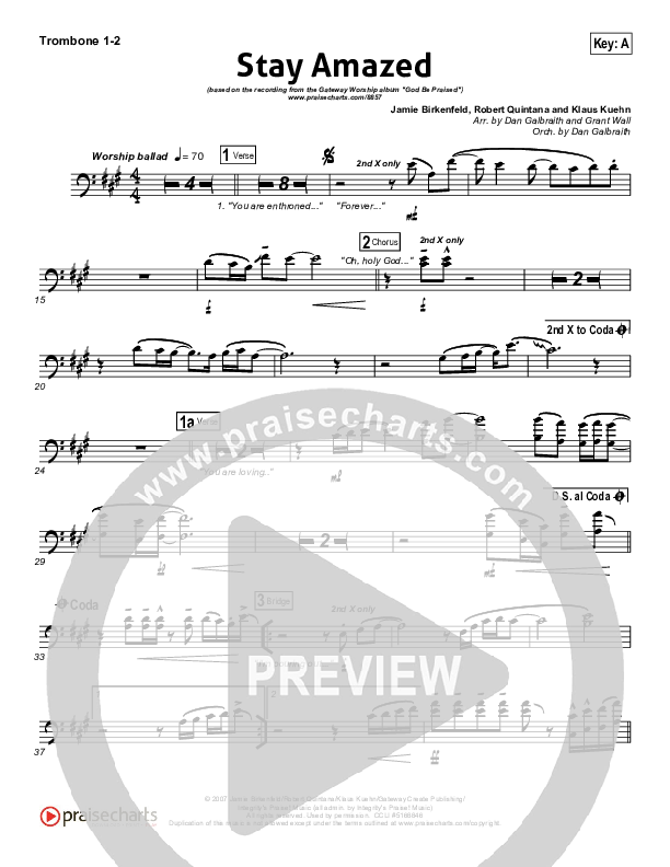 Stay Amazed Trombone 1/2 (Gateway Worship)