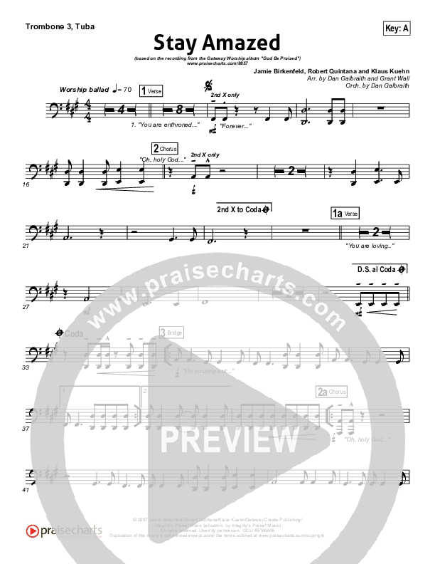 Stay Amazed Trombone 3/Tuba (Gateway Worship)