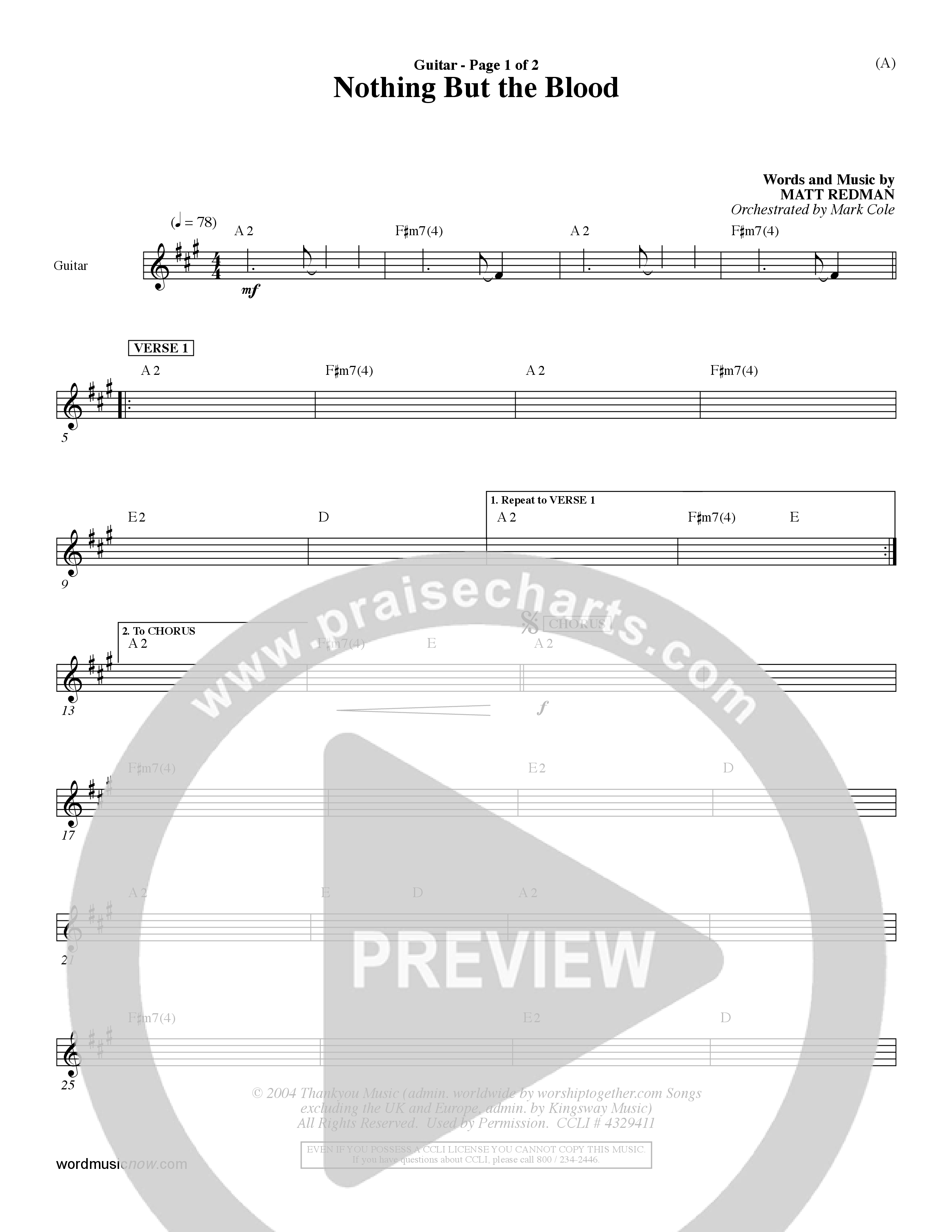 Nothing But The Blood (Choral Anthem SATB) Acoustic Guitar (Word Music Choral / Orch. Mark Cole)