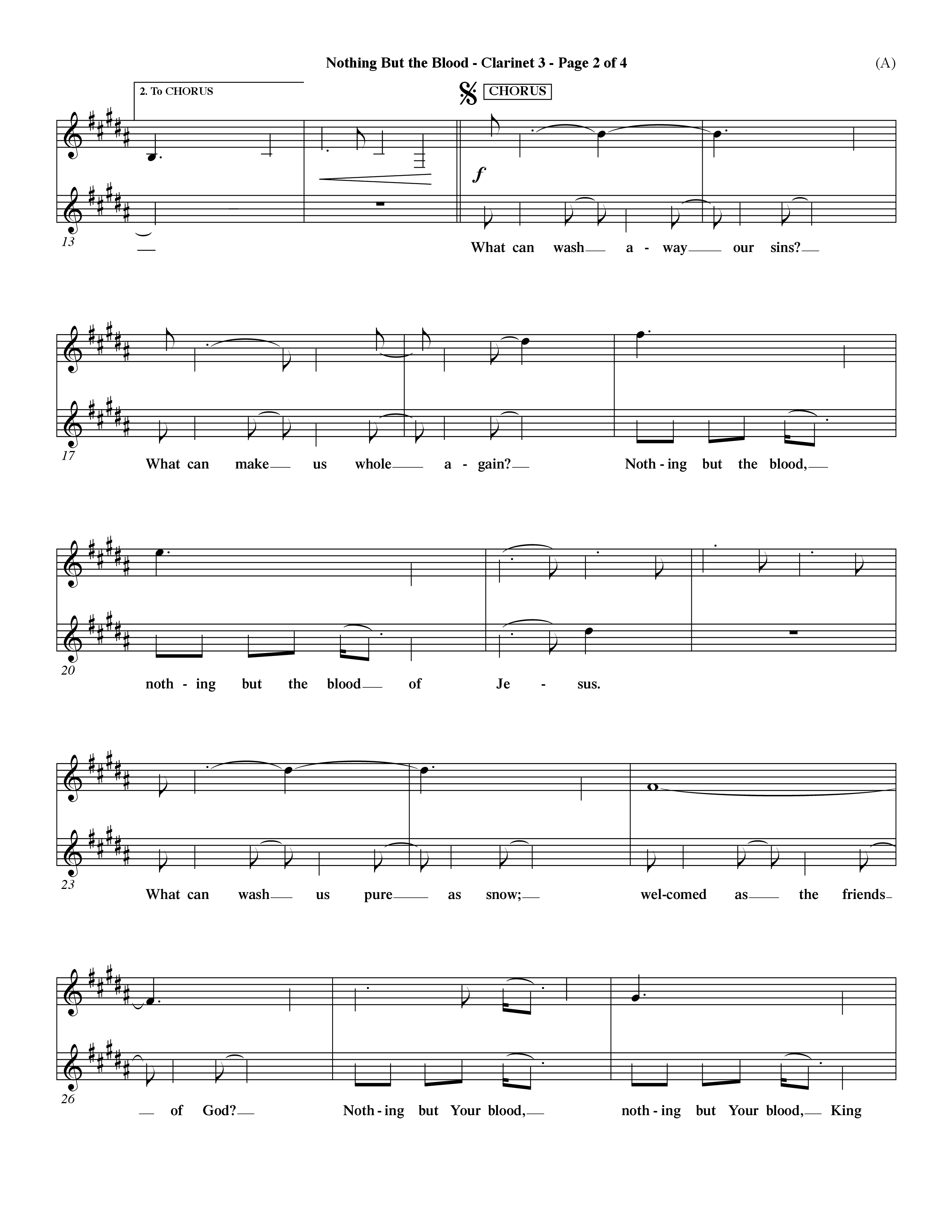 Nothing But The Blood (Choral Anthem SATB) Clarinet 3 (Word Music Choral / Orch. Mark Cole)