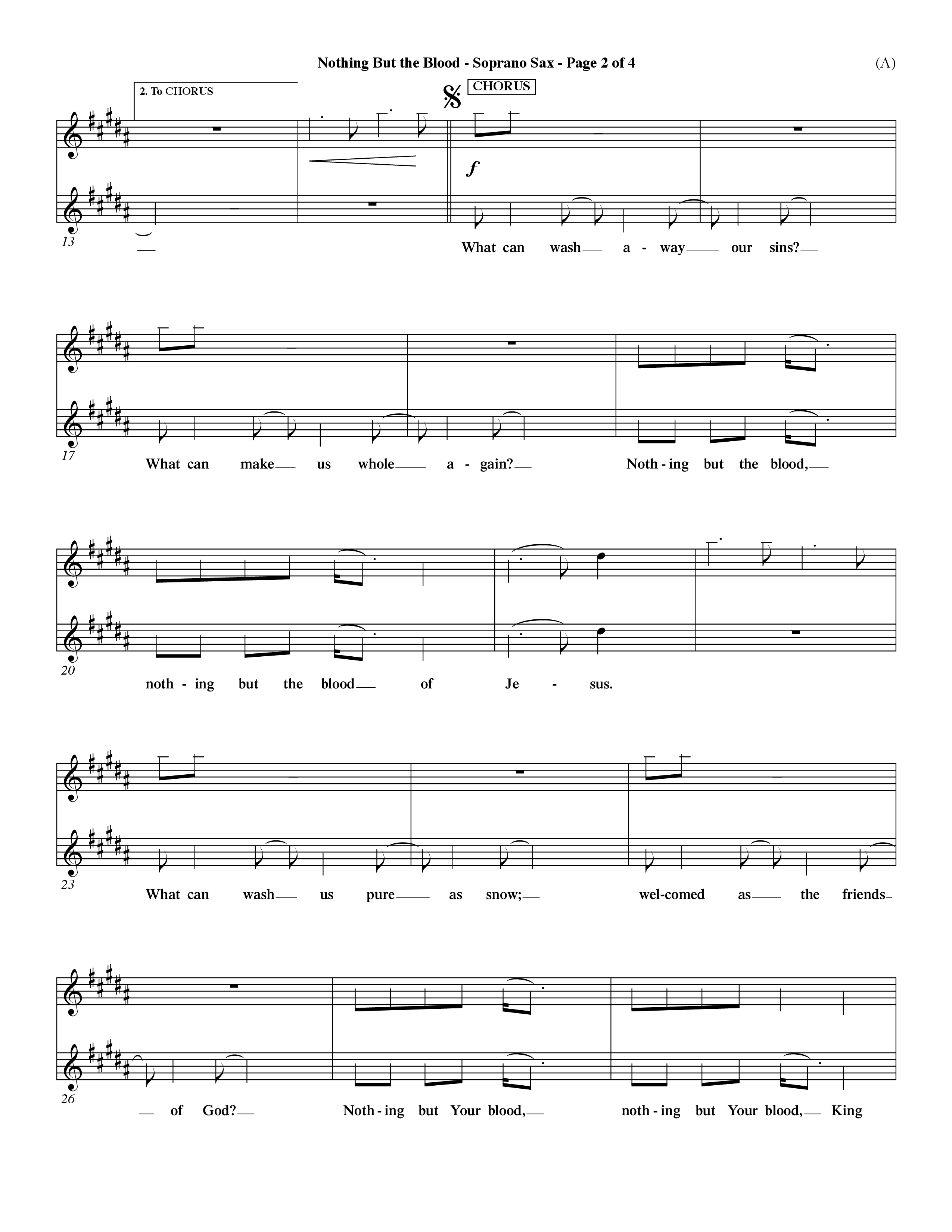 Nothing But The Blood (Choral Anthem SATB) Saxophone (Word Music Choral / Orch. Mark Cole)