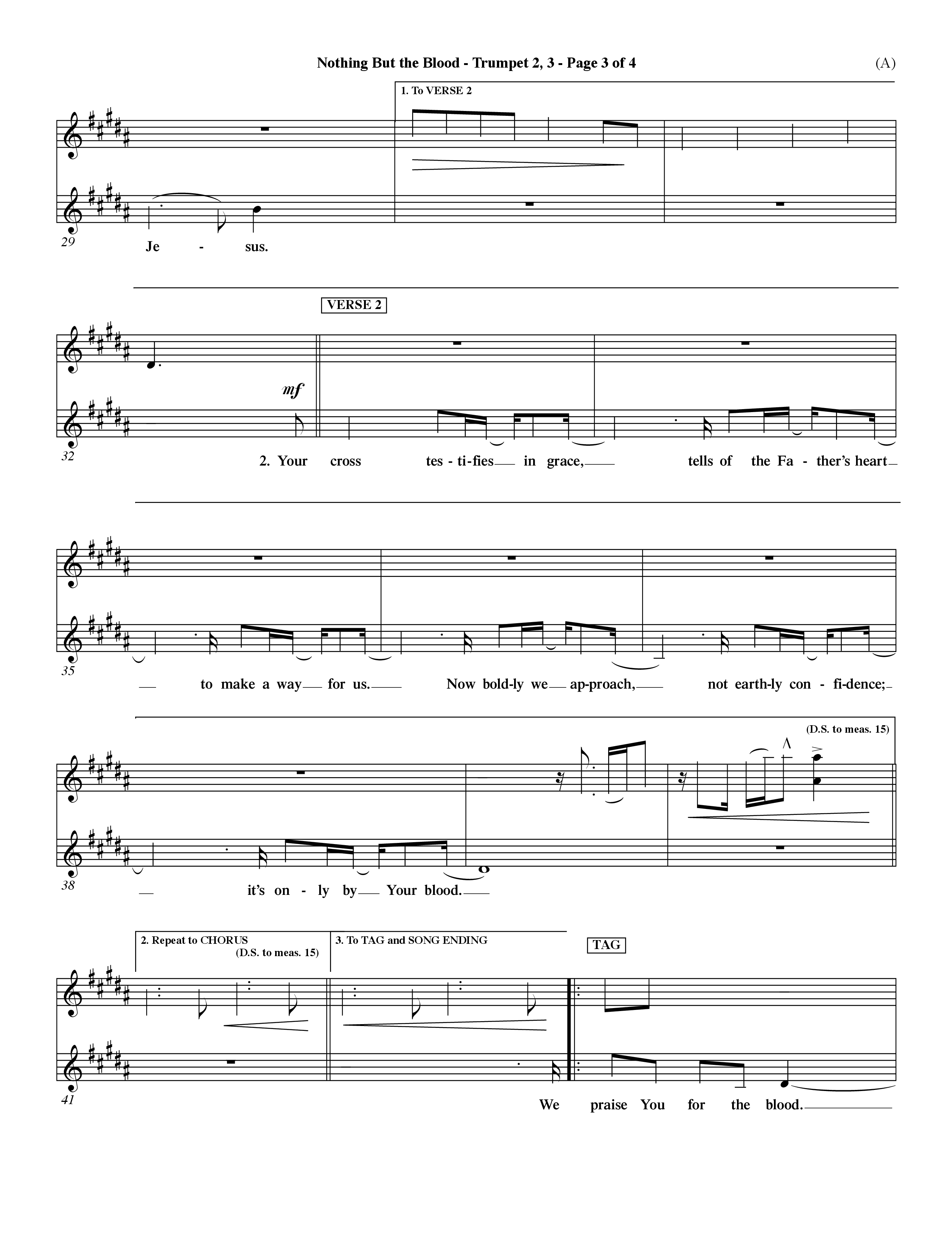 Nothing But The Blood (Choral Anthem SATB) Trumpet 2/3 (Word Music Choral / Orch. Mark Cole)