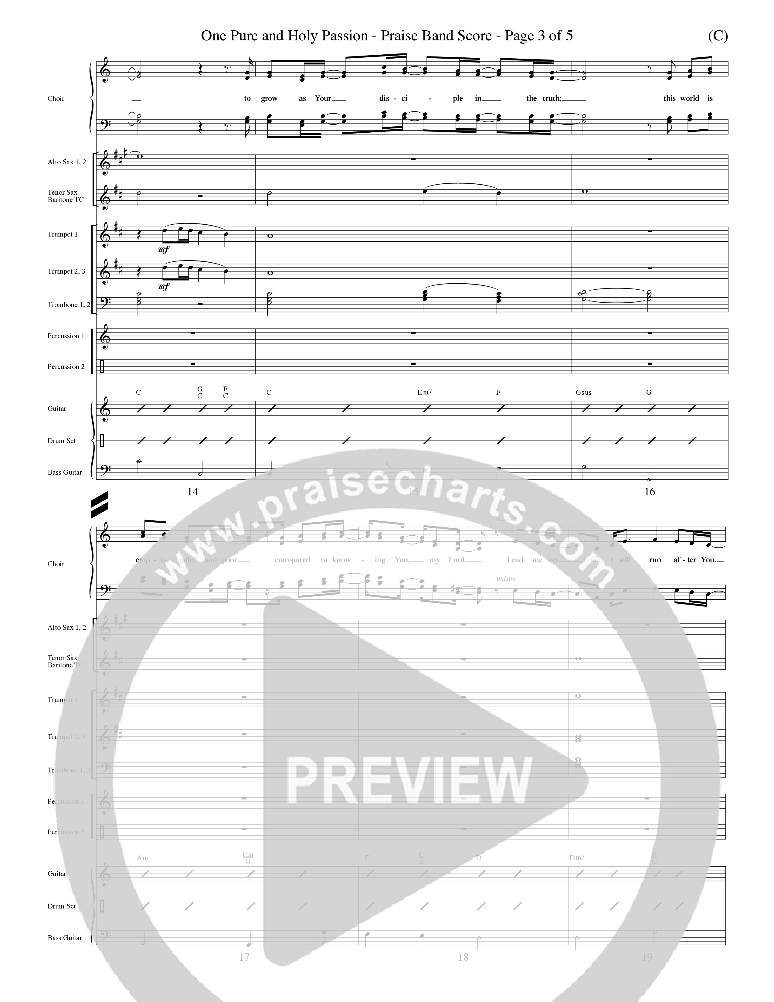 One Pure And Holy Passion (Choral Anthem SATB) Conductor's Score (Word Music Choral / Orch. Dave Williamson)