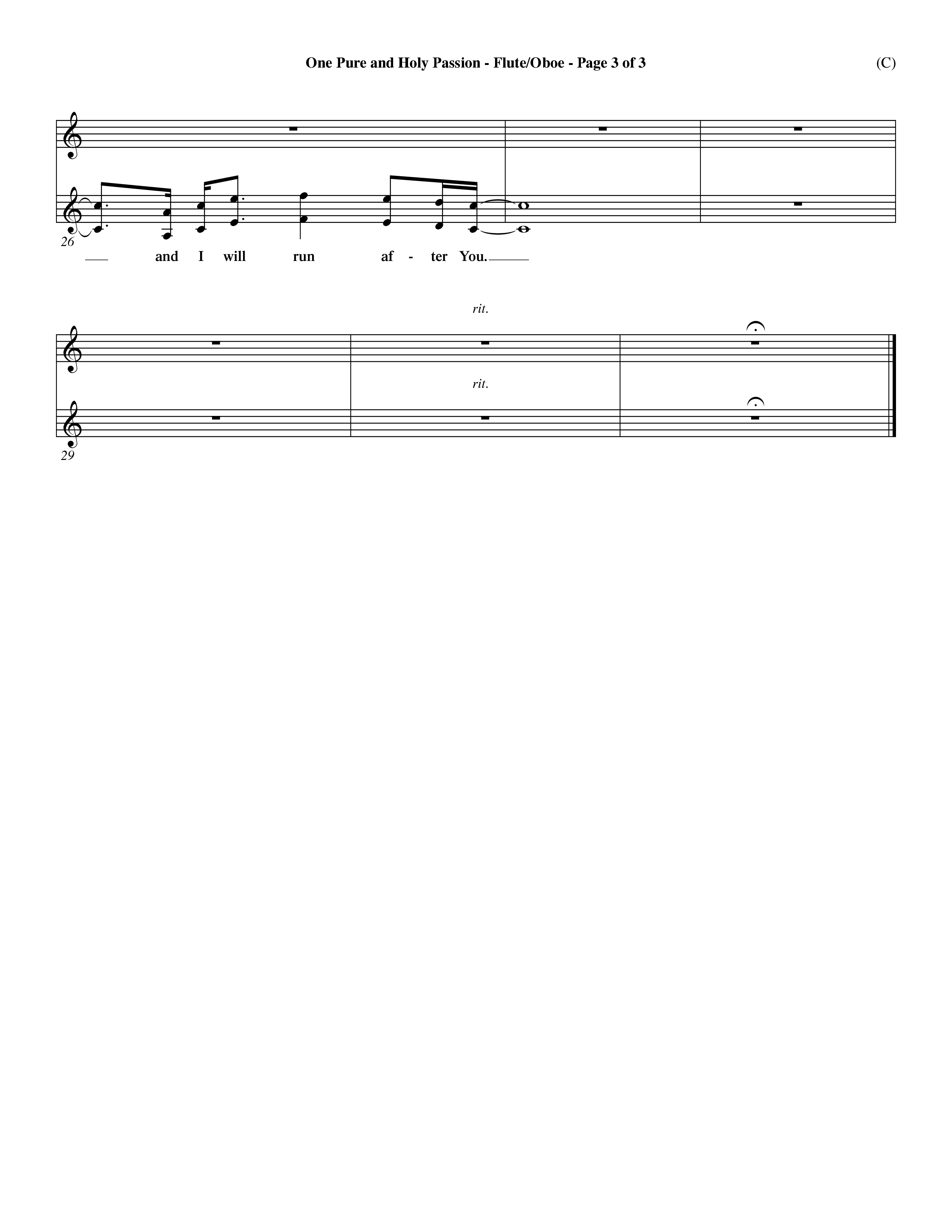 One Pure And Holy Passion (Choral Anthem SATB) Flute/Oboe (Word Music Choral / Orch. Dave Williamson)