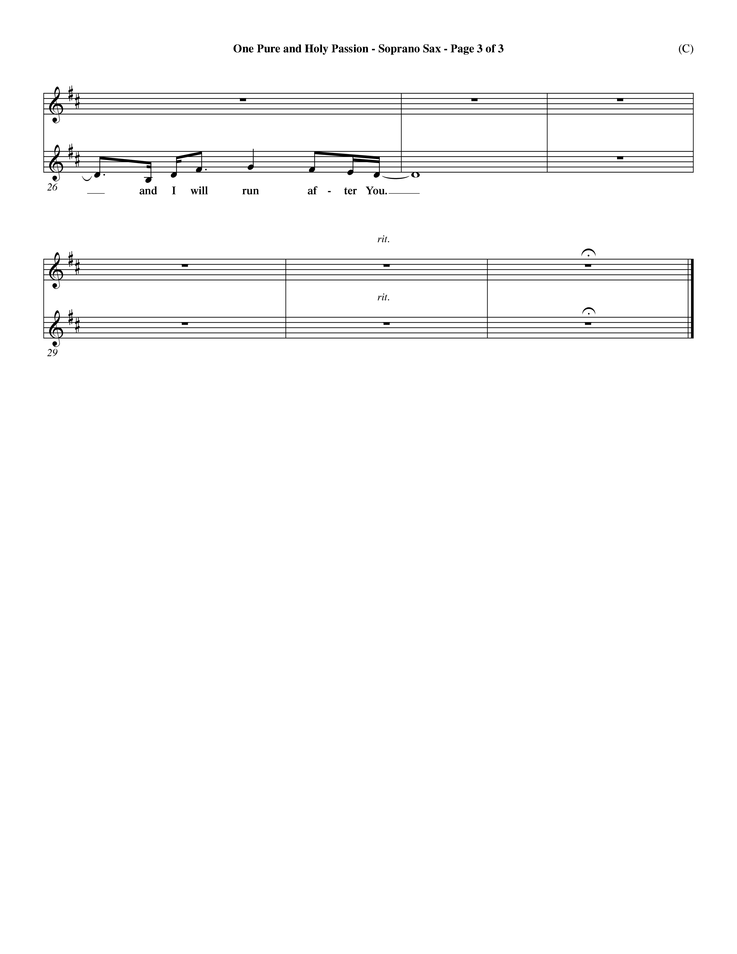 One Pure And Holy Passion (Choral Anthem SATB) Saxophone (Word Music Choral / Orch. Dave Williamson)