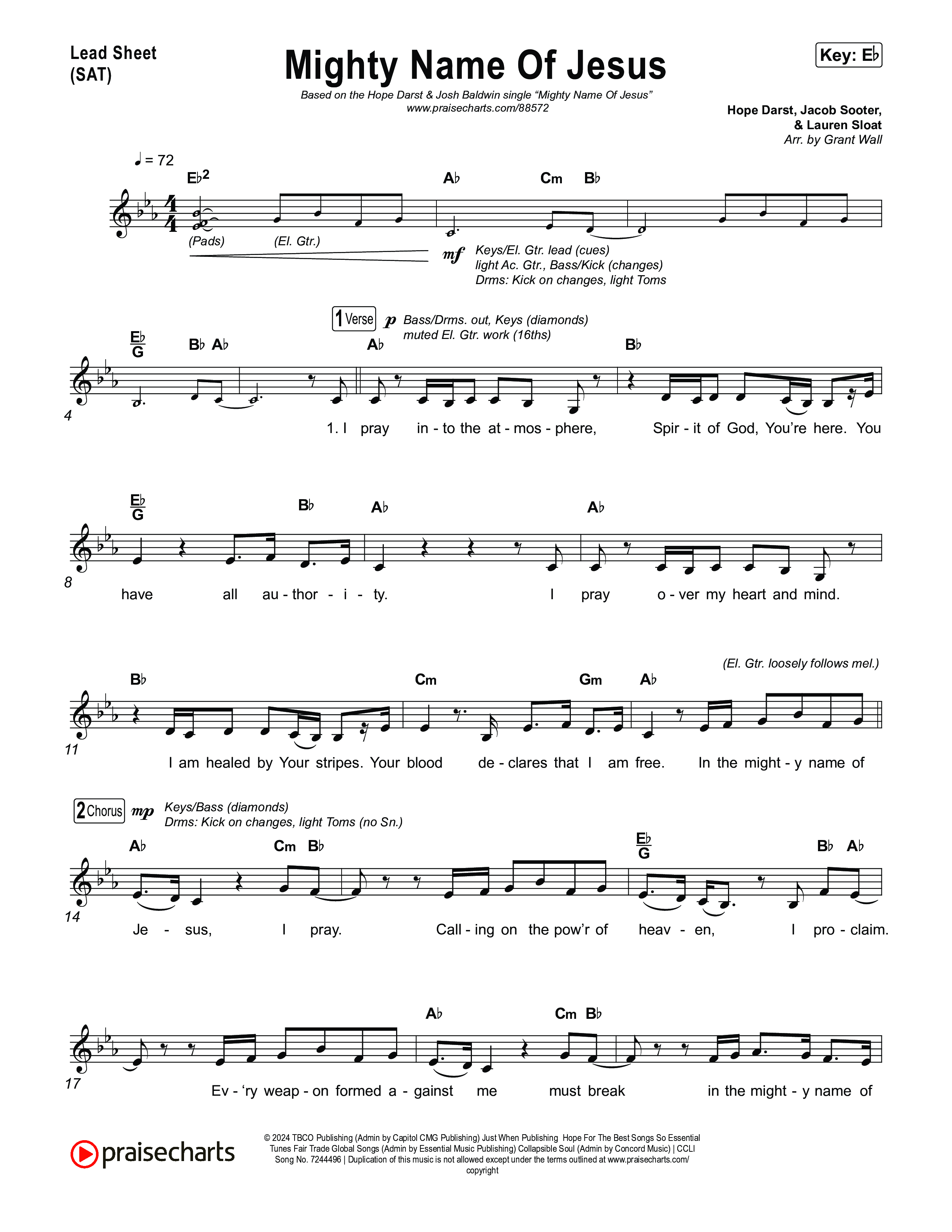 Mighty Name Of Jesus Lead Sheet (SAT) (Hope Darst / Josh Baldwin)