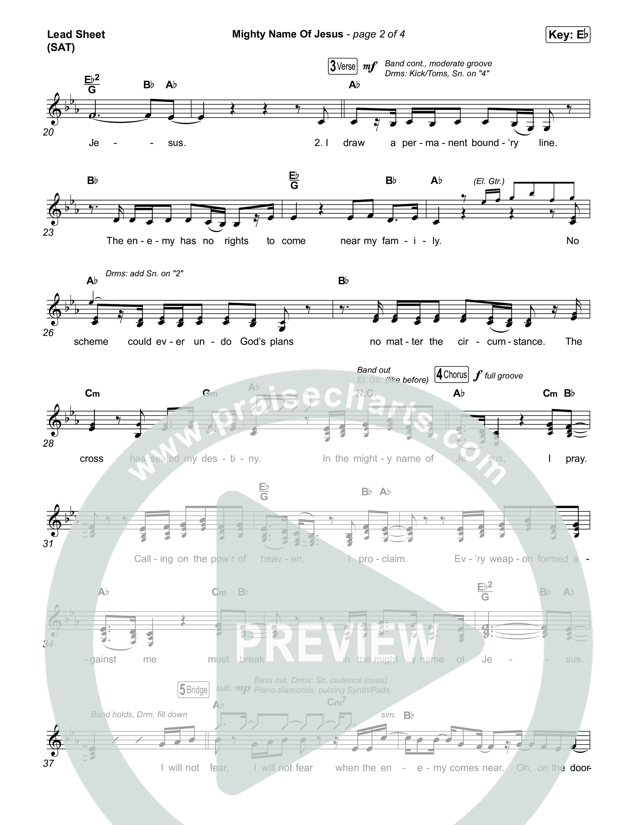 Mighty Name Of Jesus Lead Sheet (SAT) (Hope Darst / Josh Baldwin)