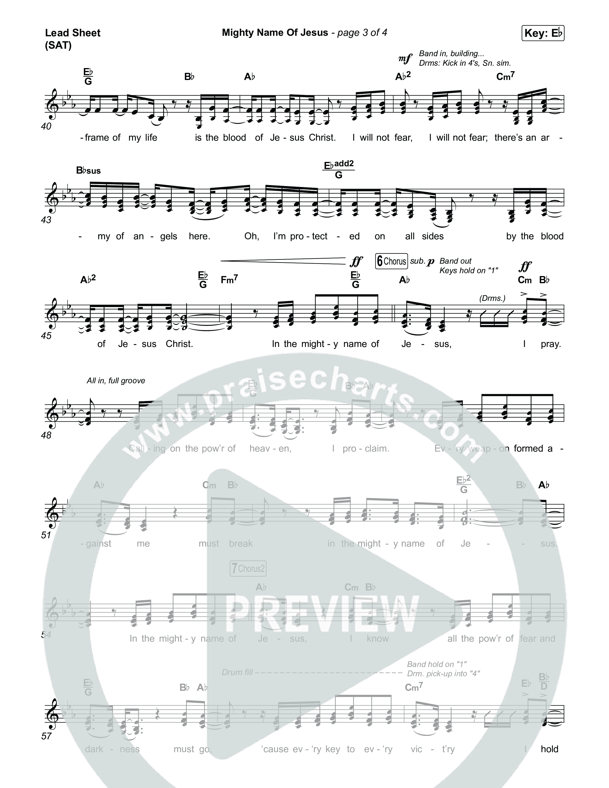 Mighty Name Of Jesus Lead Sheet (SAT) (Hope Darst / Josh Baldwin)