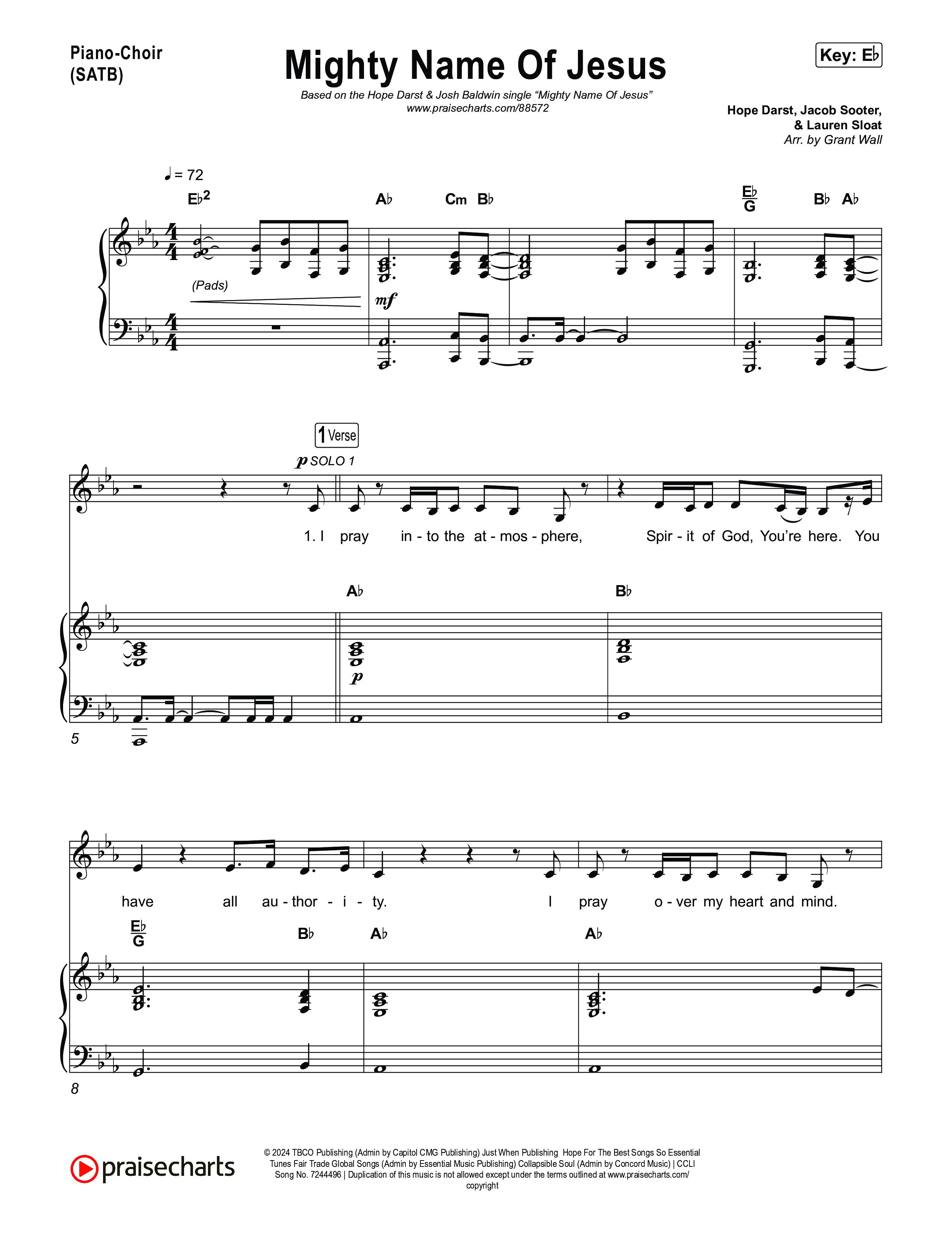 Mighty Name Of Jesus Piano/Vocal Pack (Hope Darst / Josh Baldwin)