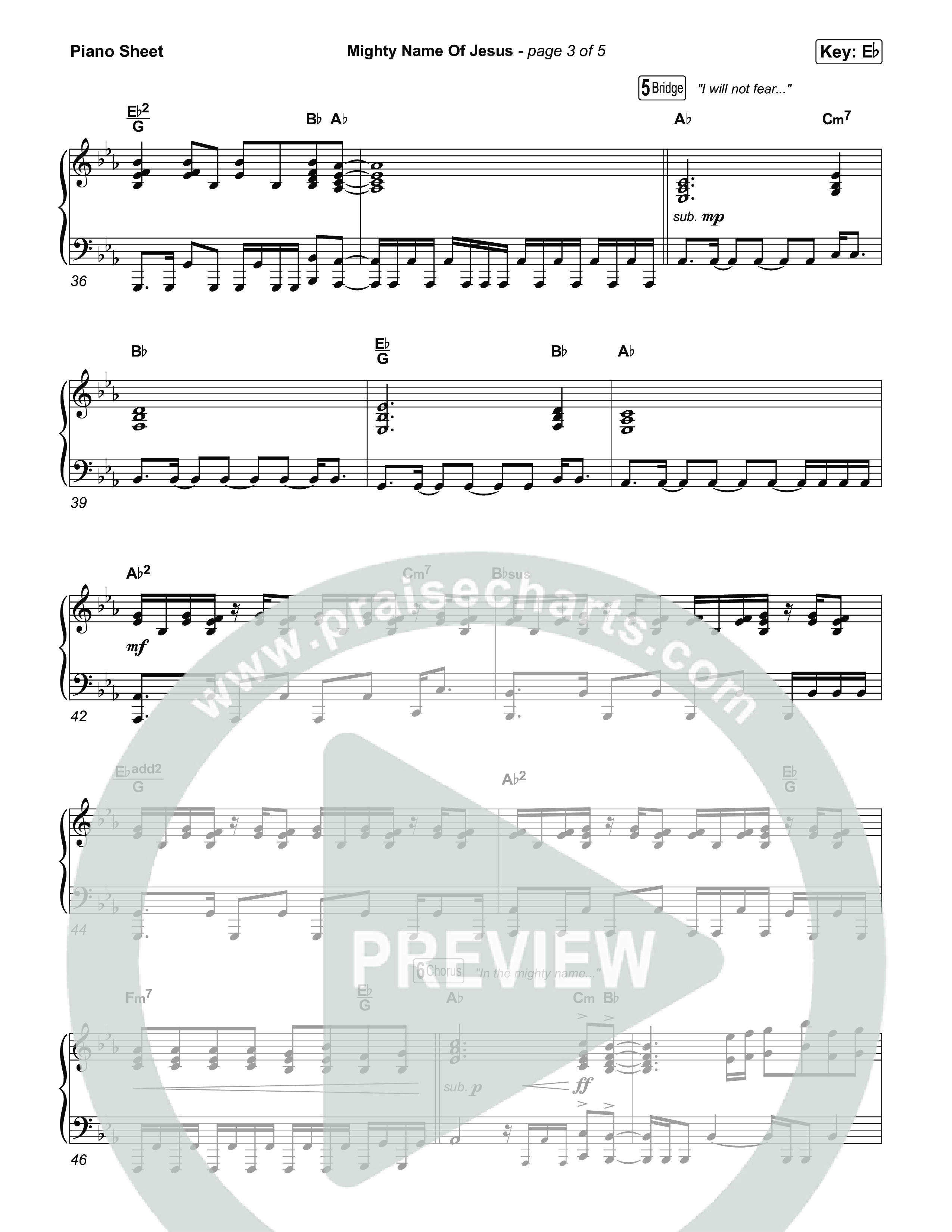 Mighty Name Of Jesus Piano Sheet (Hope Darst / Josh Baldwin)