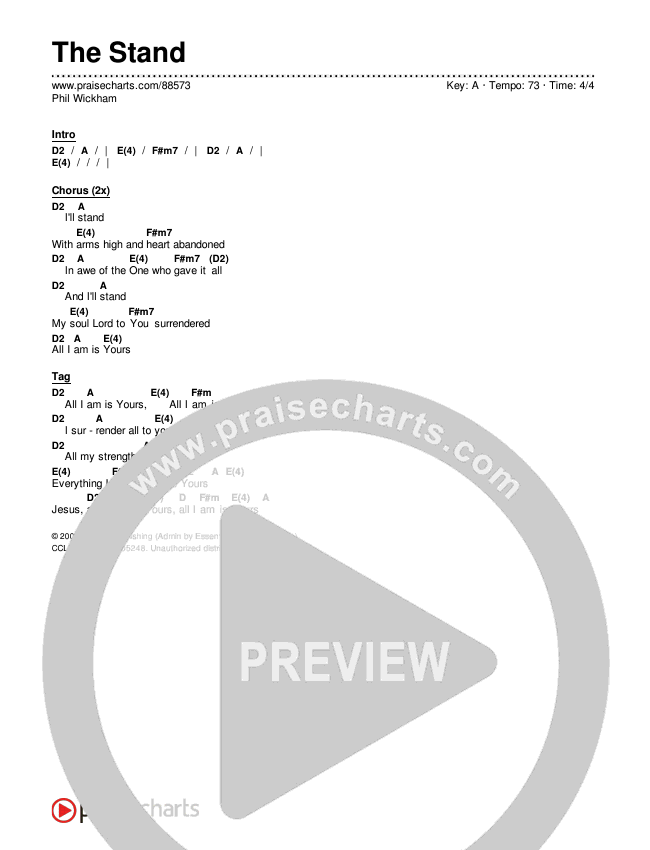 The Stand (Amen) Chords & Lyrics (Phil Wickham)