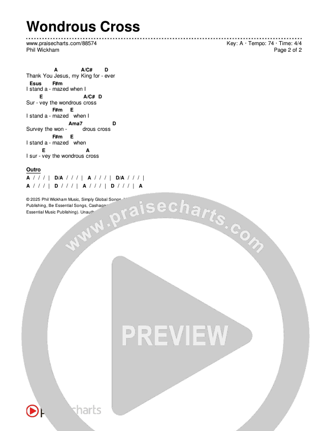 Wondrous Cross Chords & Lyrics (Phil Wickham)