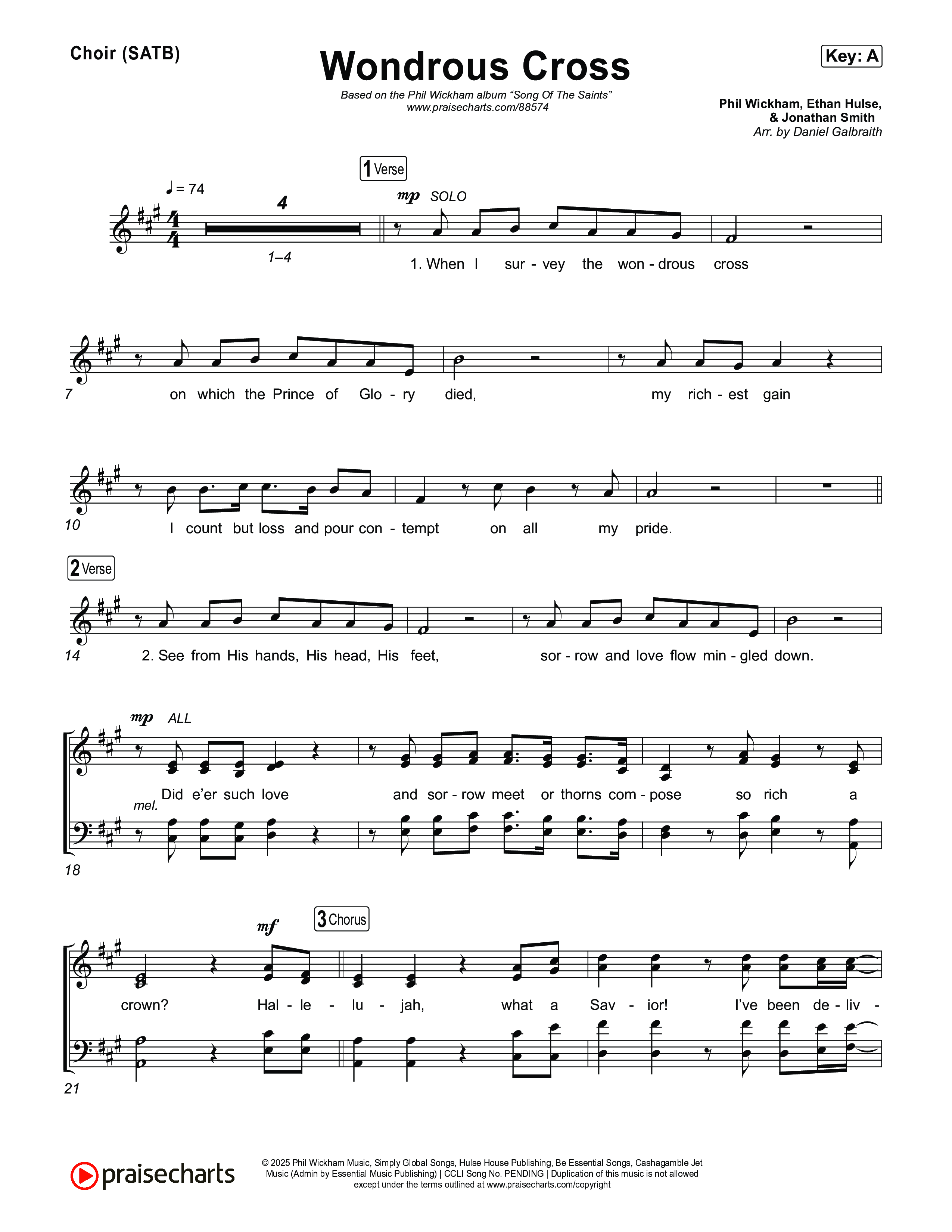 Wondrous Cross Choir Sheet (SATB) (Phil Wickham)