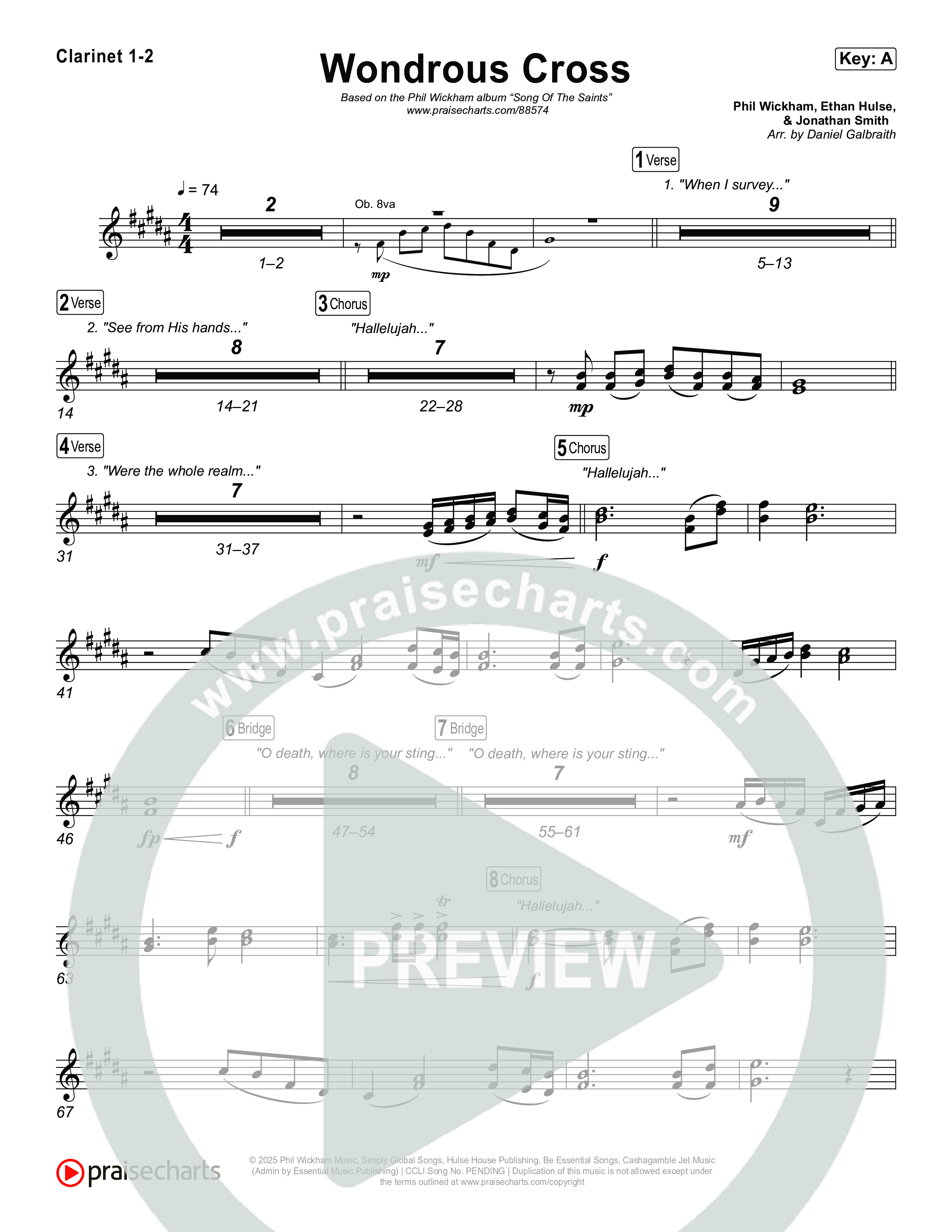 Wondrous Cross Clarinet 1,2 (Phil Wickham)