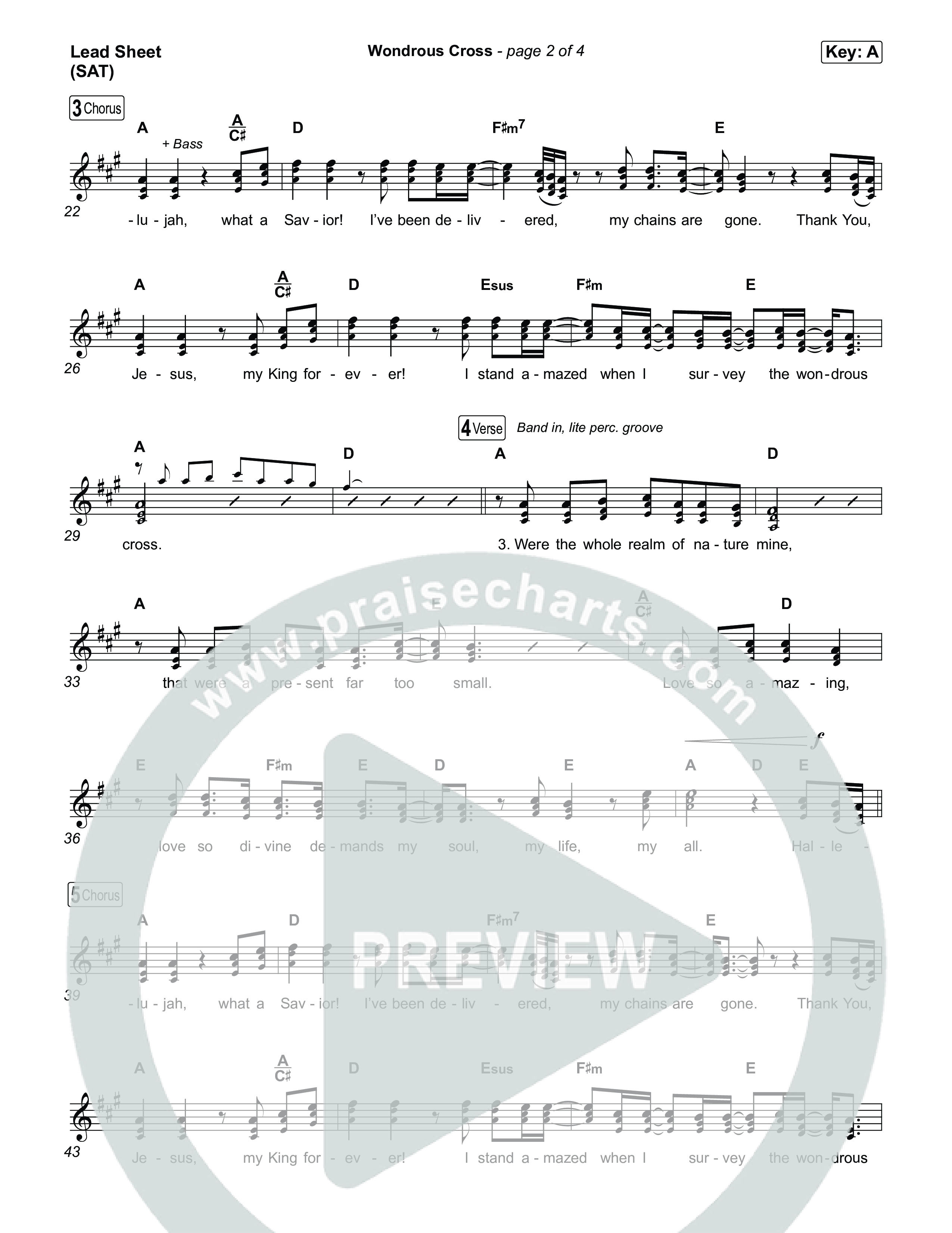 Wondrous Cross Lead Sheet (SAT) (Phil Wickham)