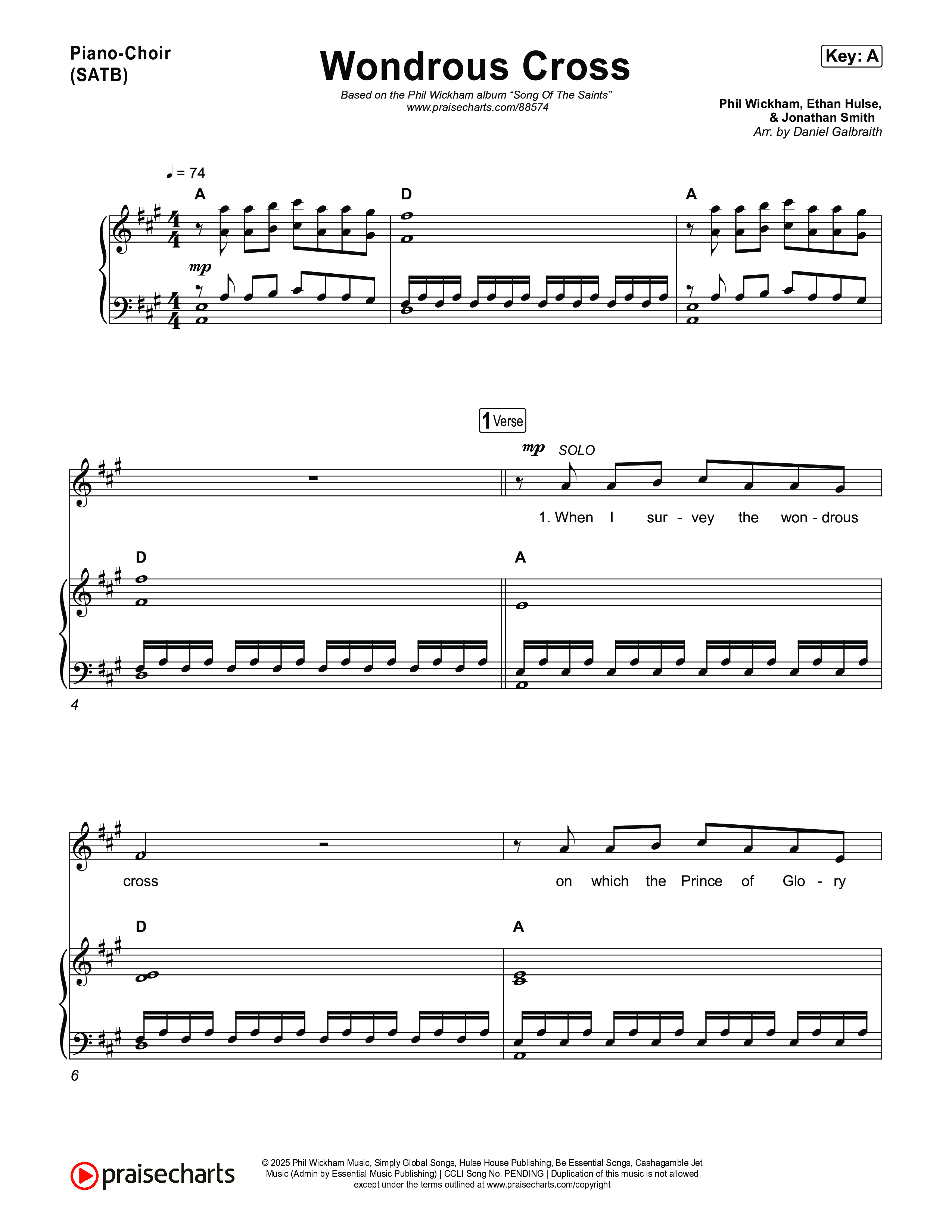 Wondrous Cross Piano/Vocal Pack (Phil Wickham)