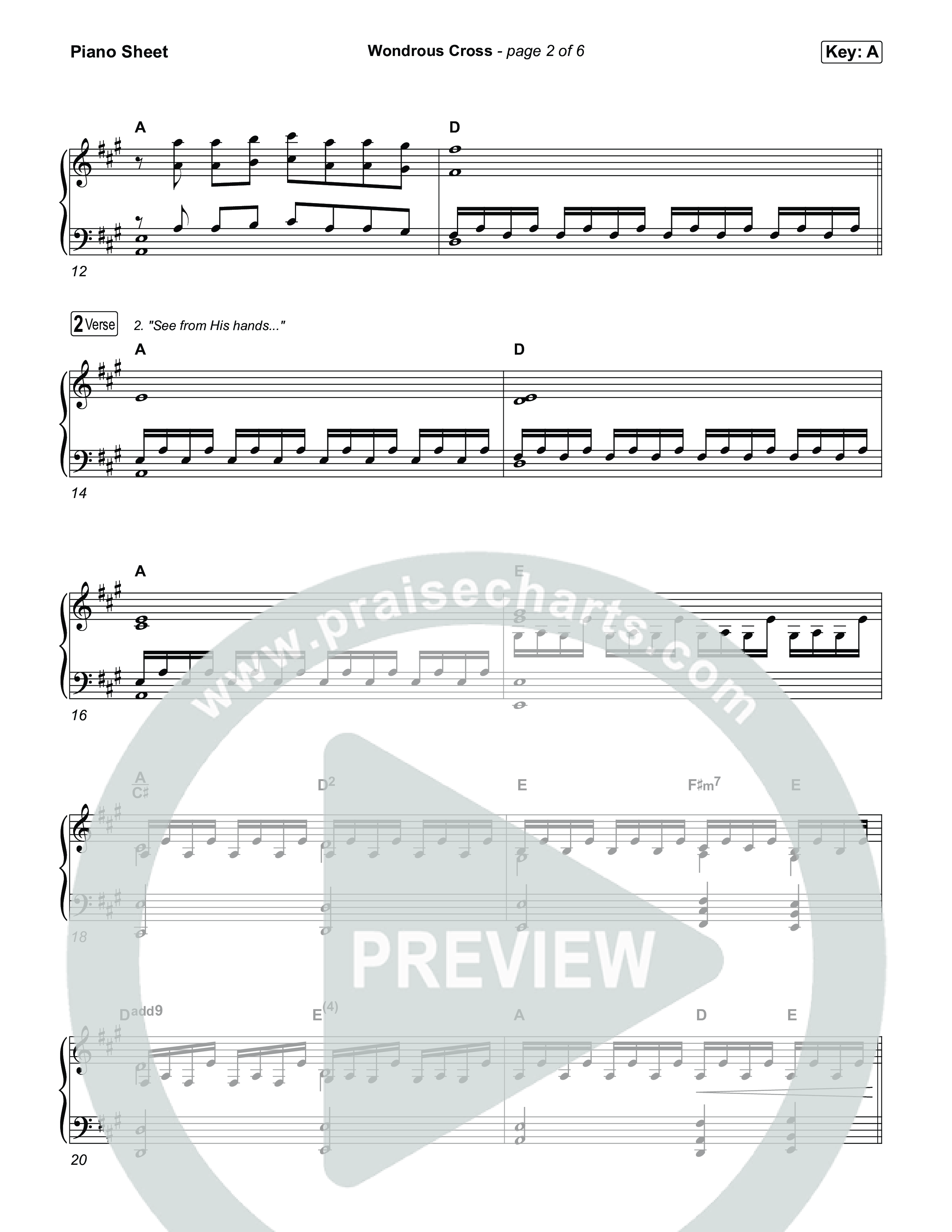 Wondrous Cross Piano Sheet (Phil Wickham)