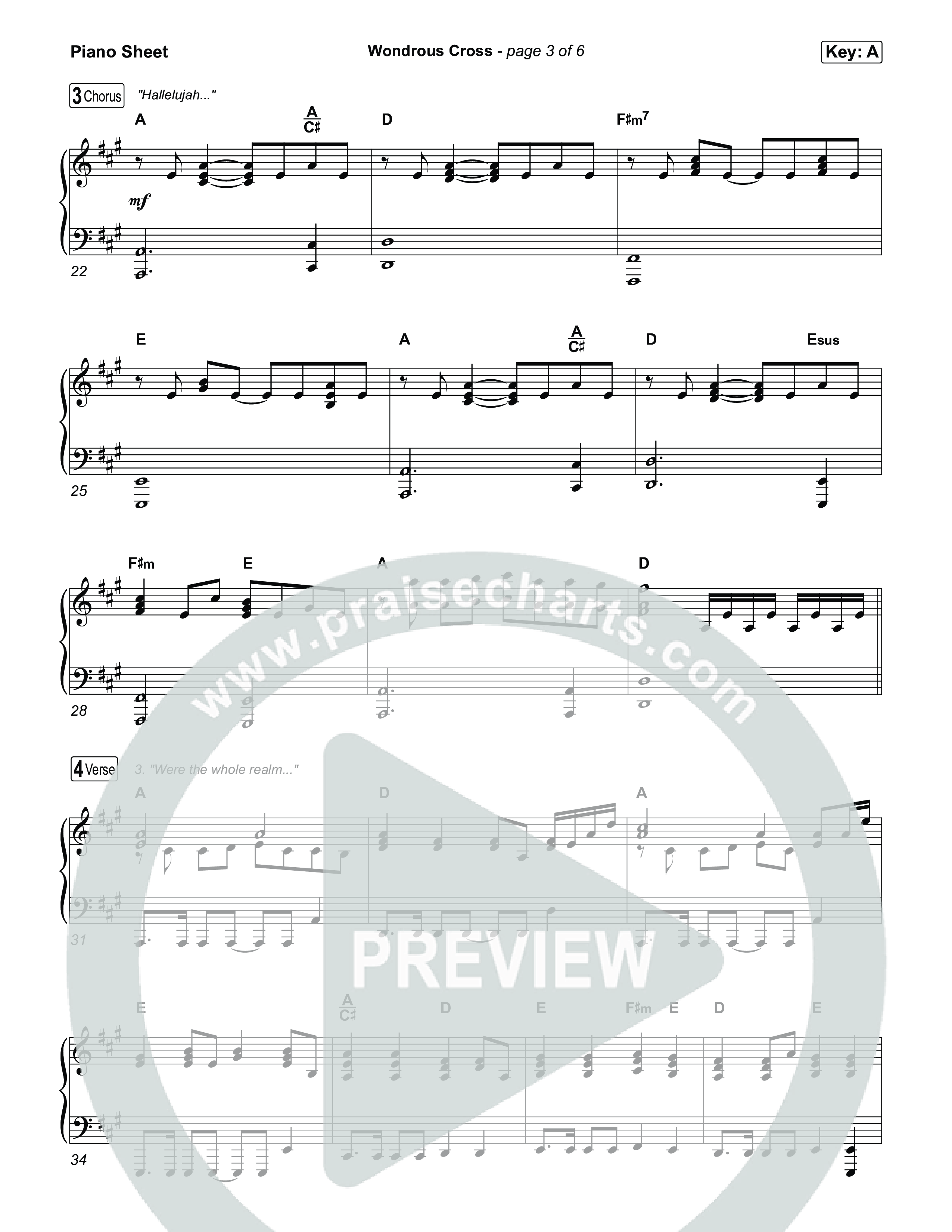 Wondrous Cross Piano Sheet (Phil Wickham)