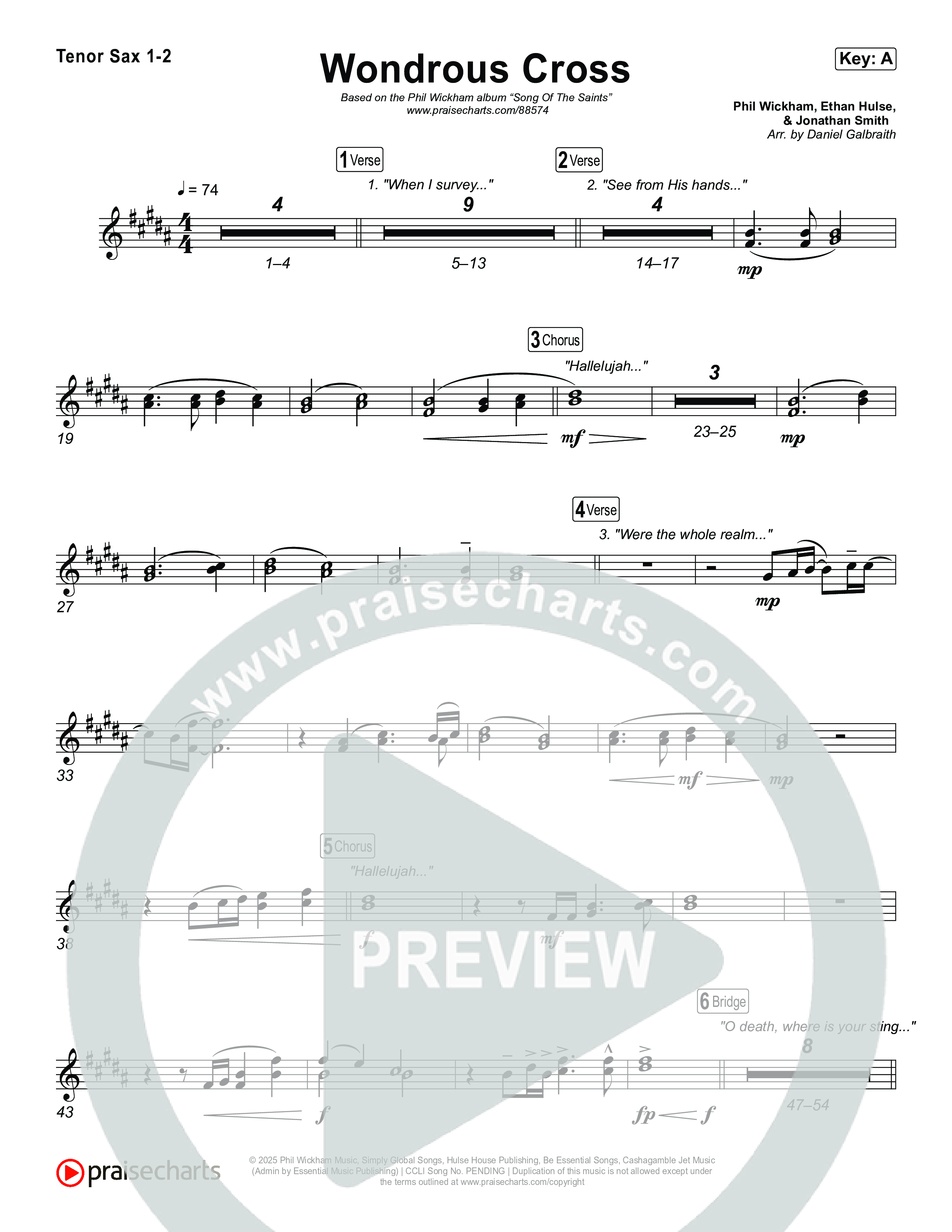 Wondrous Cross Tenor Sax 1,2 (Phil Wickham)