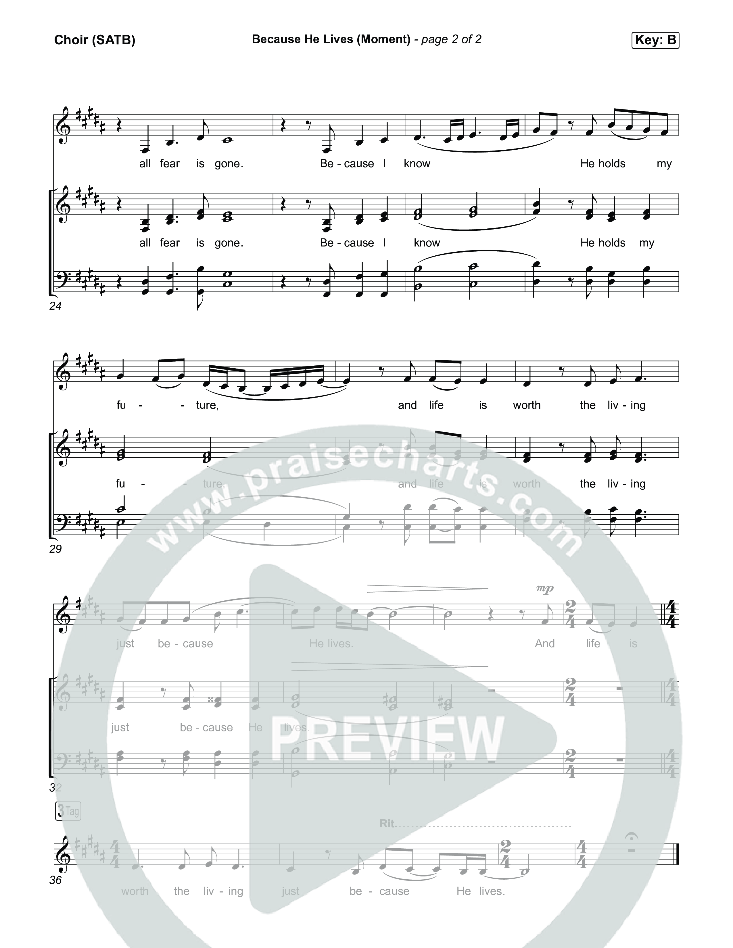 Because He Lives (Moment) Choir Sheet (SATB) (Phil Wickham)