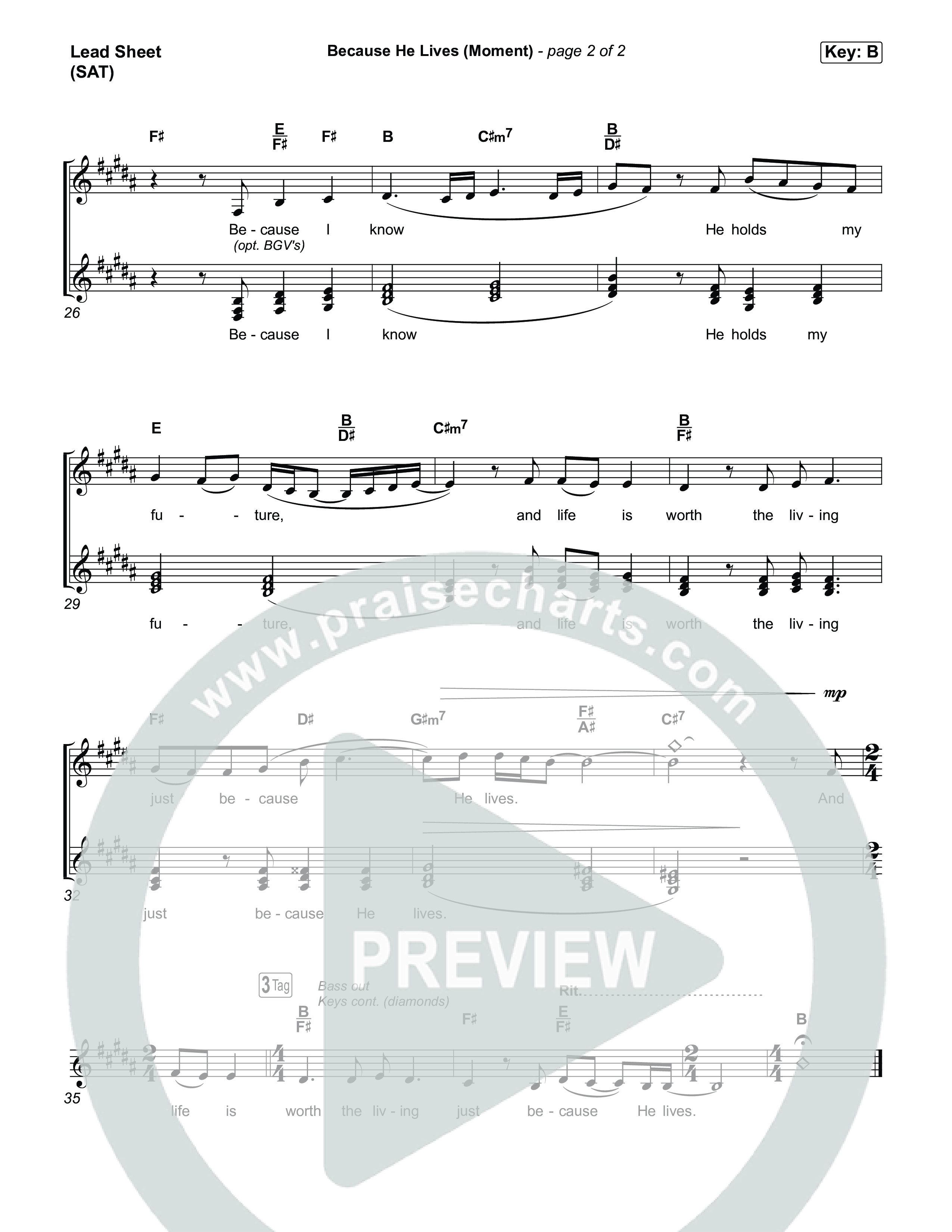Because He Lives (Moment) Lead Sheet (SAT) (Phil Wickham)