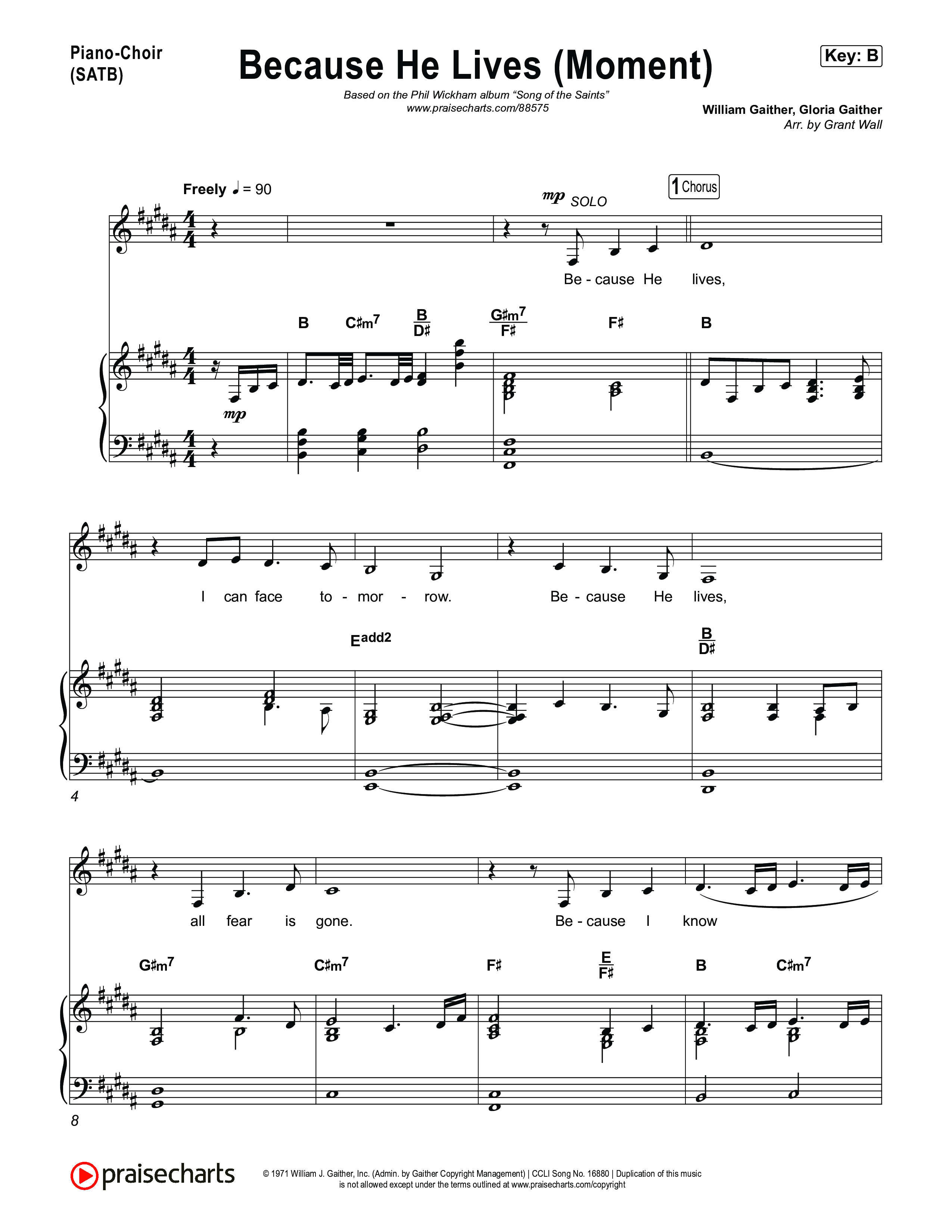 Because He Lives (Moment) Piano/Vocal Pack (Phil Wickham)