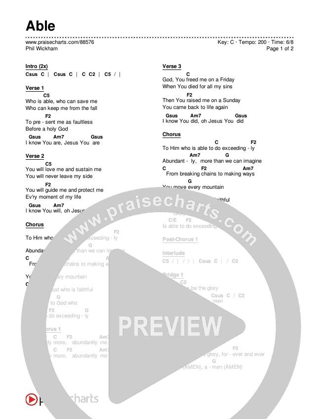 Able Chords & Lyrics (Phil Wickham)