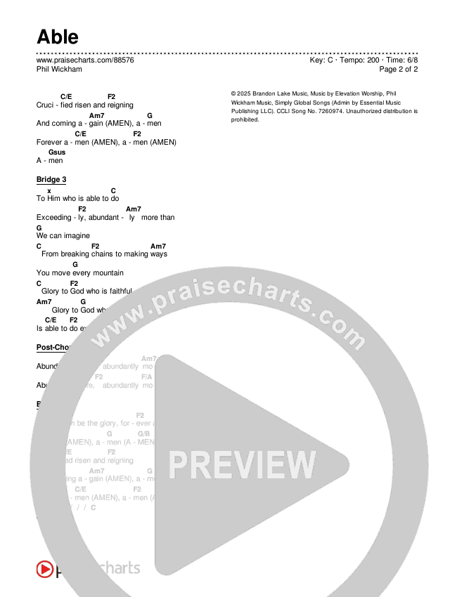Able Chords & Lyrics (Phil Wickham)