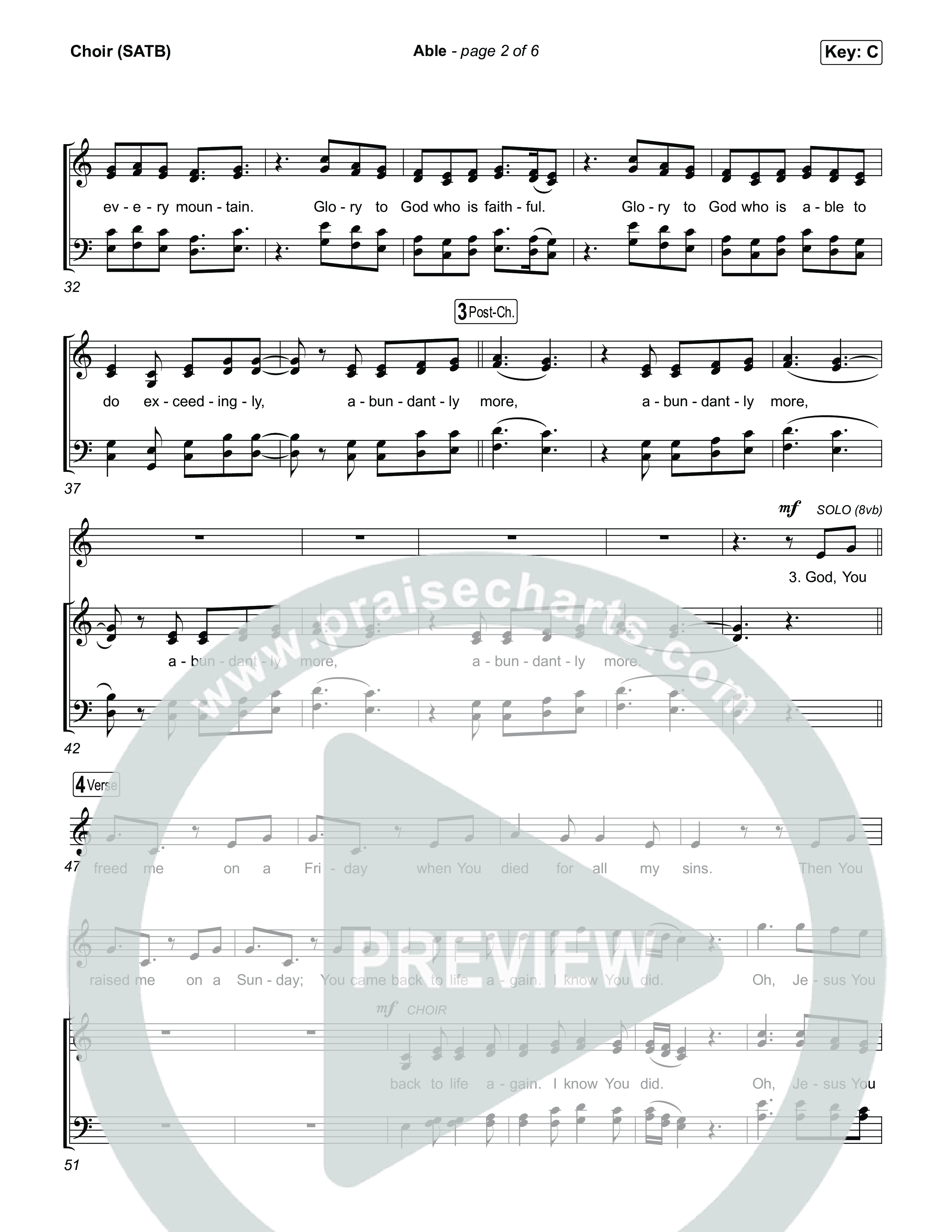 Able Choir Sheet (SATB) (Phil Wickham)
