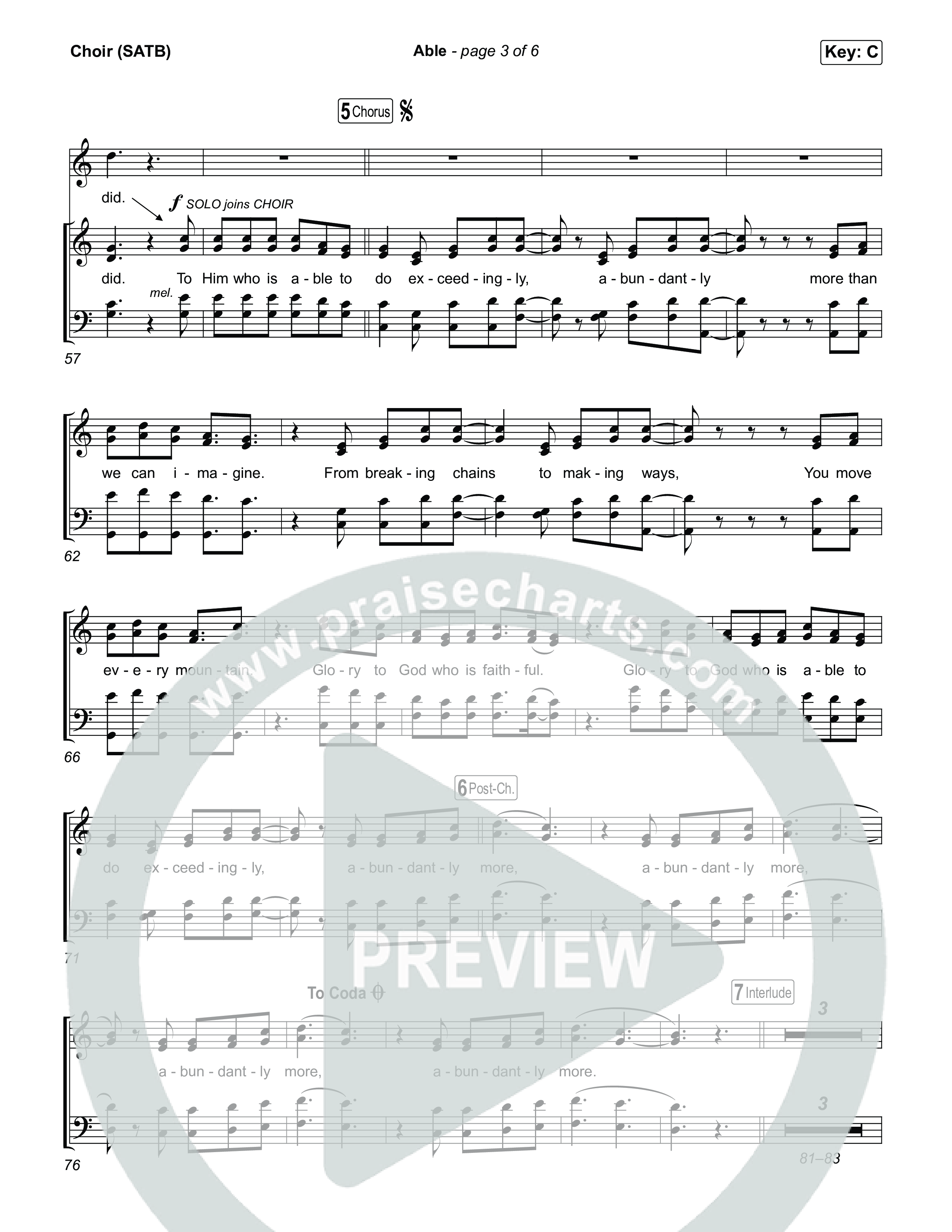 Able Choir Sheet (SATB) (Phil Wickham)