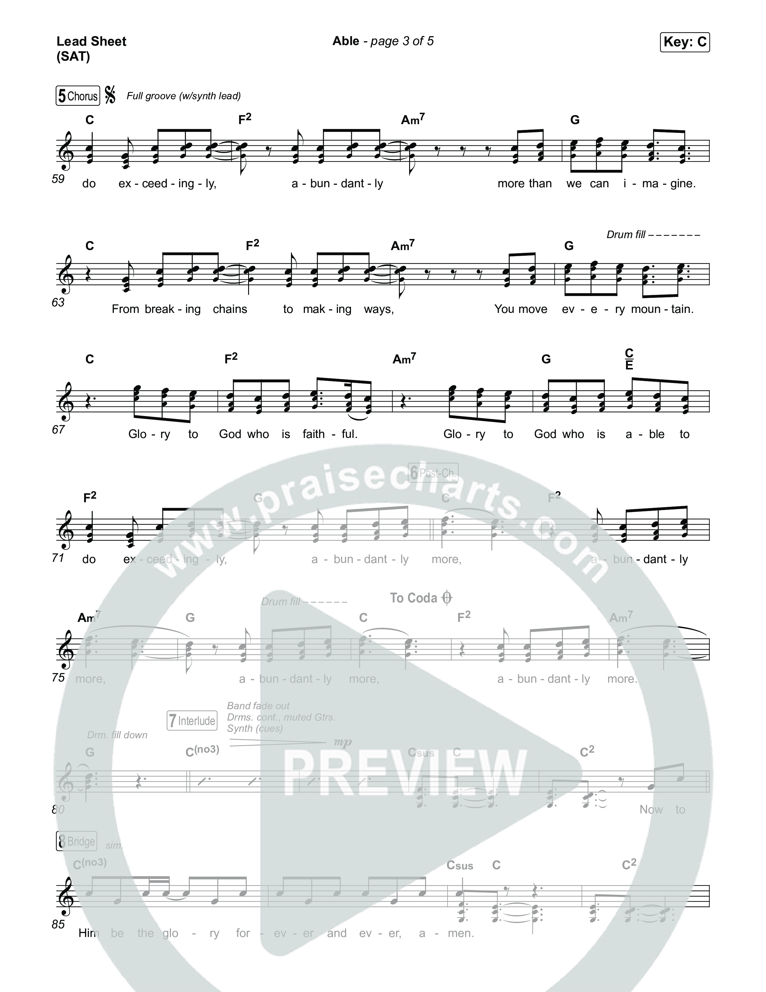 Able Lead Sheet (SAT) (Phil Wickham)