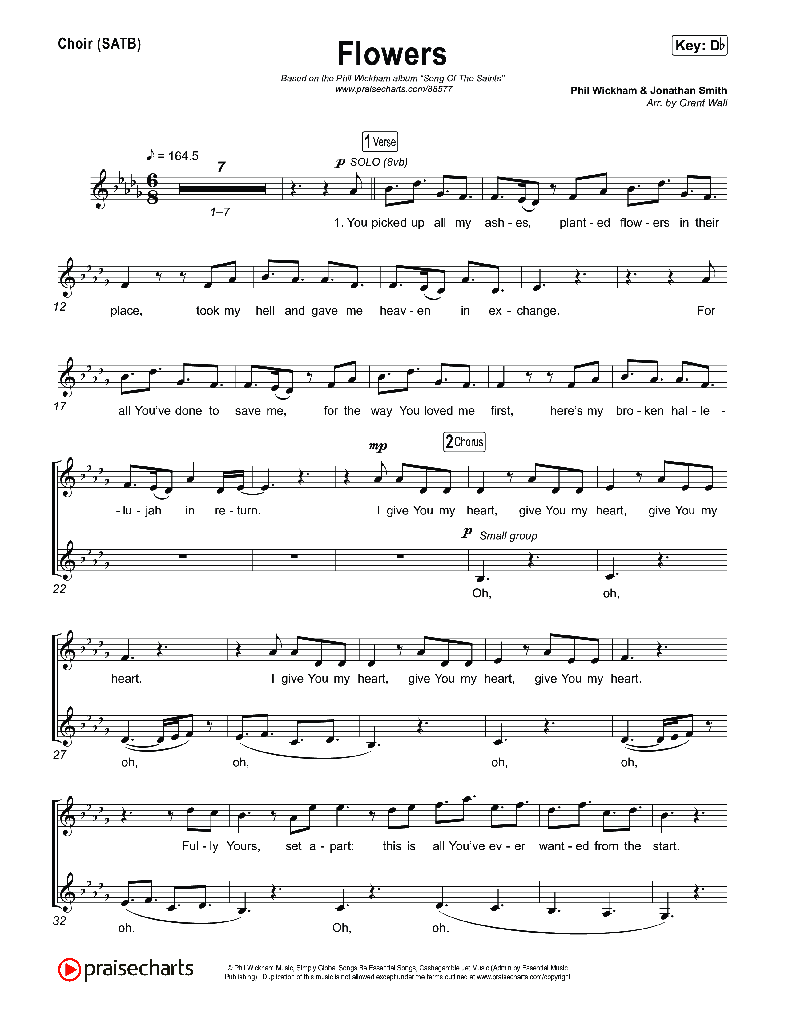 Flowers Choir Sheet (SATB) (Phil Wickham)